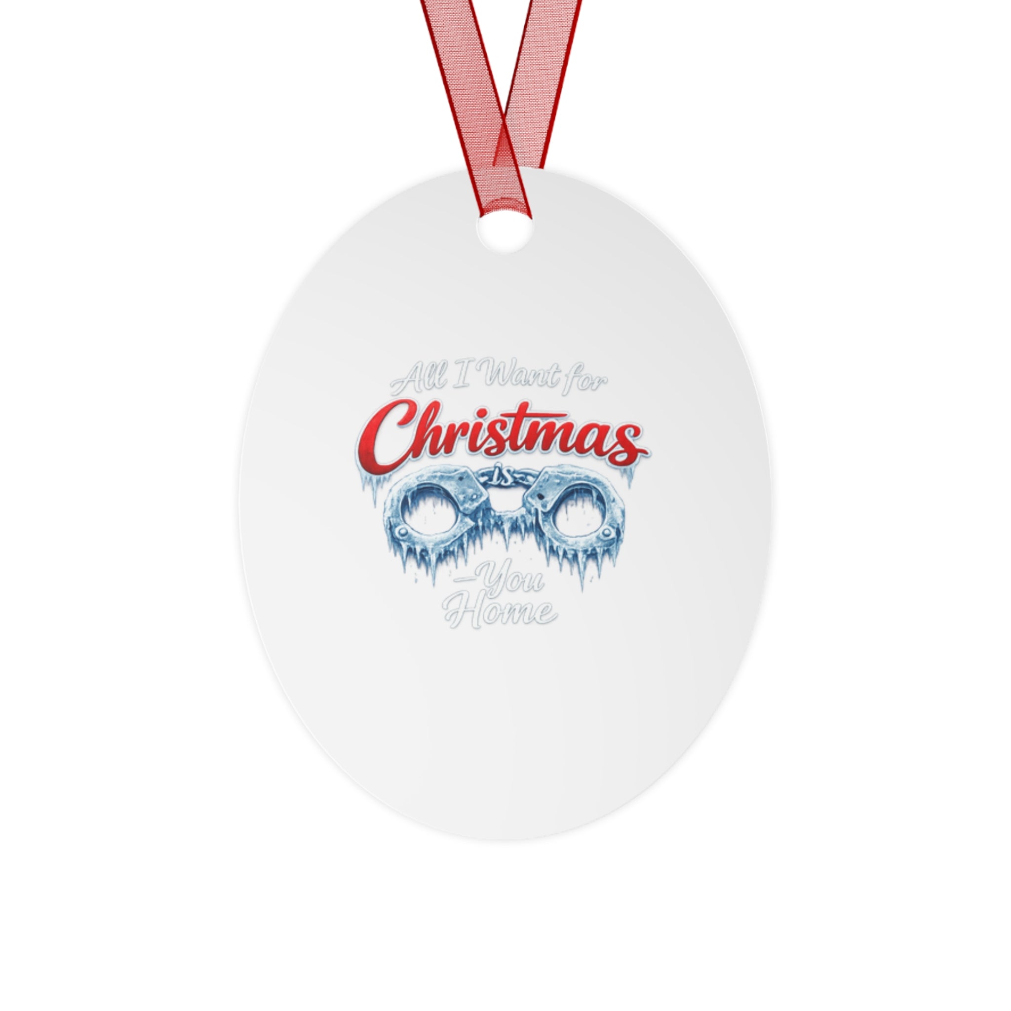 Metal Ornament – 'All I Want for Christmas Is You Home' Festive Vintage Glasses Holiday Bell