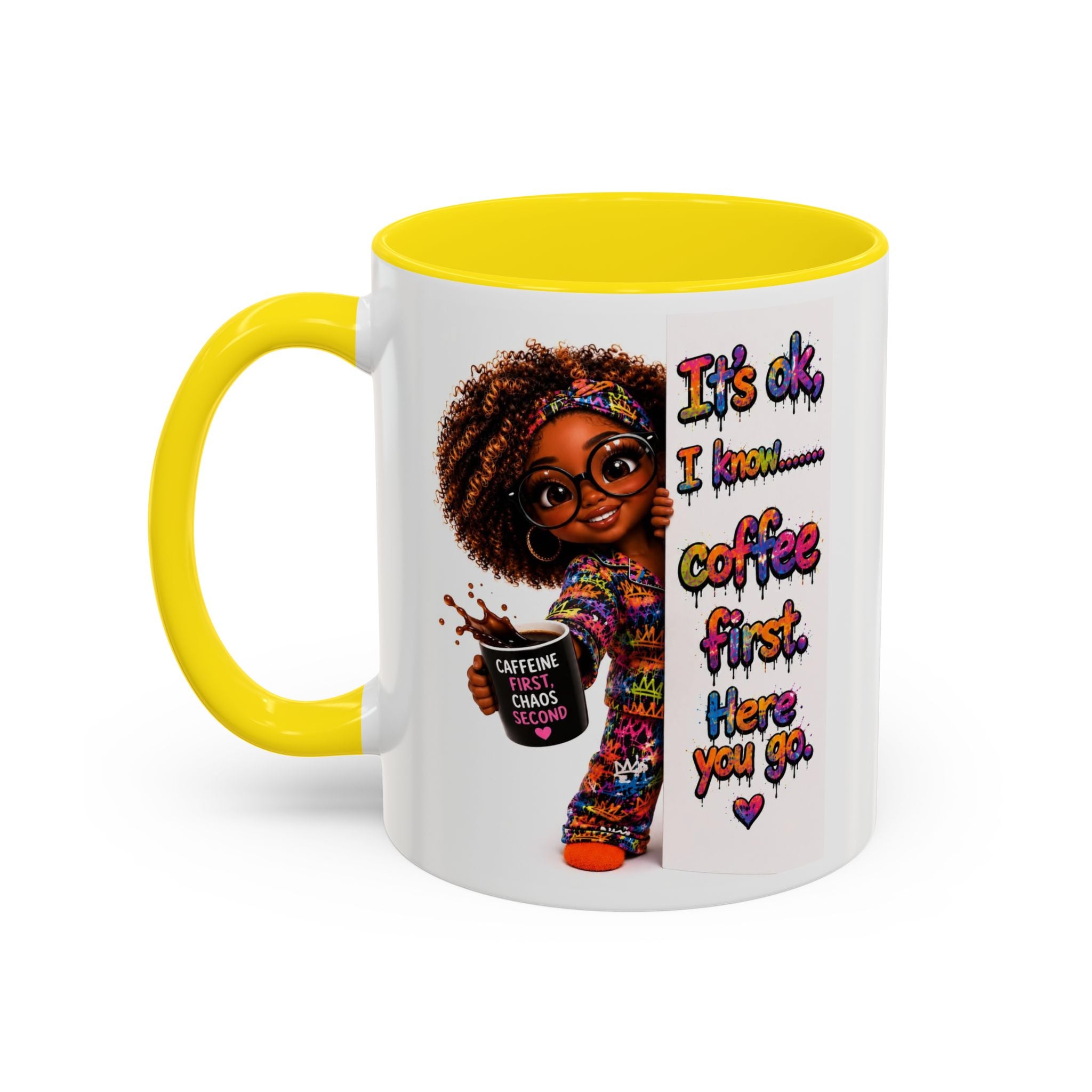 Floral Accent Coffee Mug (11/15oz) — Colorful Botanical Coffee Cup