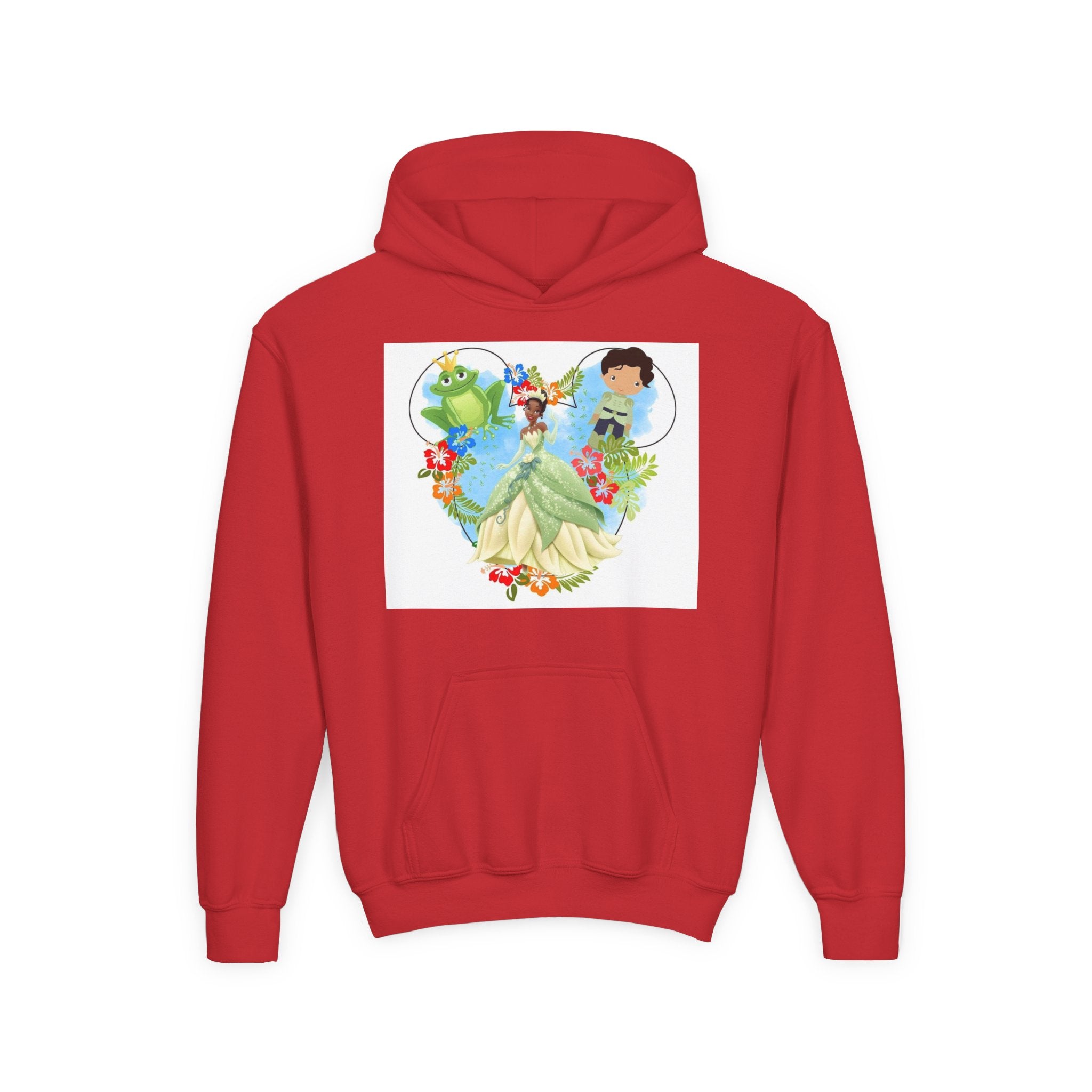 Princess Frog Heart Youth Hoodie — Fairy Tale Princess Hooded Sweatshirt for Kids