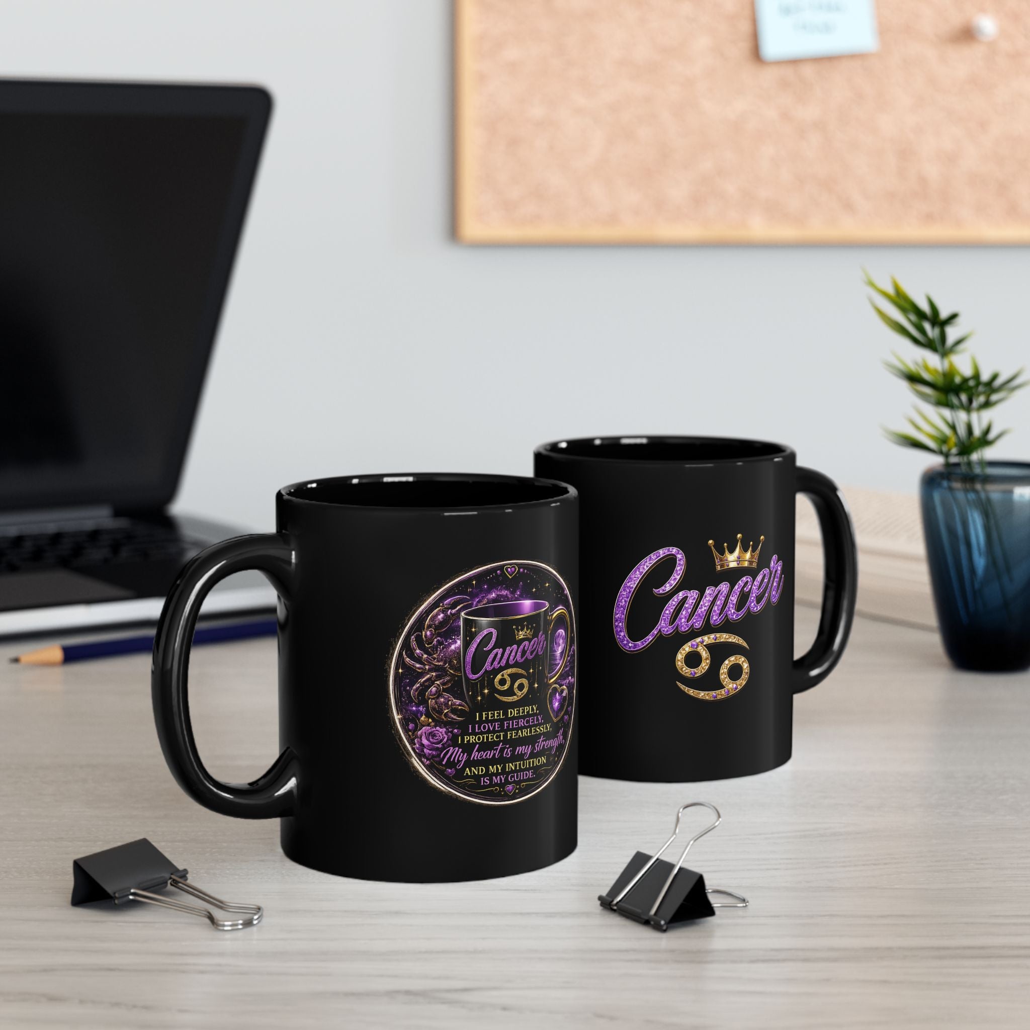 Cancer Zodiac Mug - Purple Glitter Astrological Coffee Cup (11oz & 15oz)