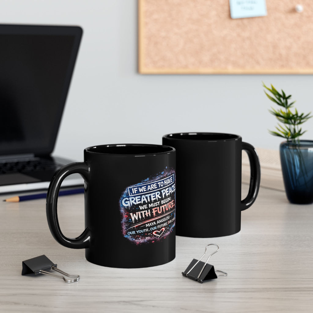 Inspirational Peace Quote Black Ceramic Mug (11oz/15oz)
