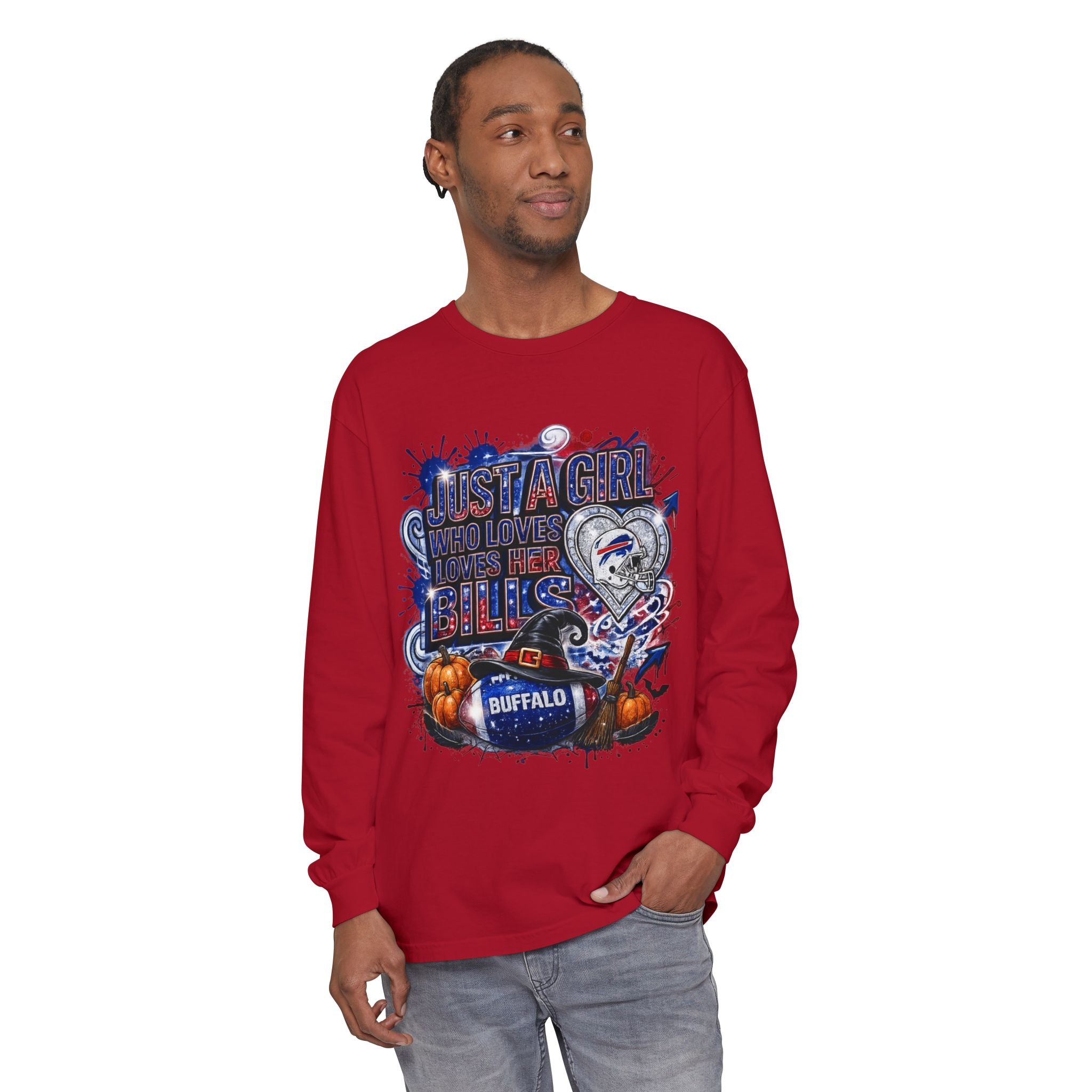 Long Sleeve T-Shirt — "Just a Girl Who Loves Her Bills" Buffalo Football Fan Tee