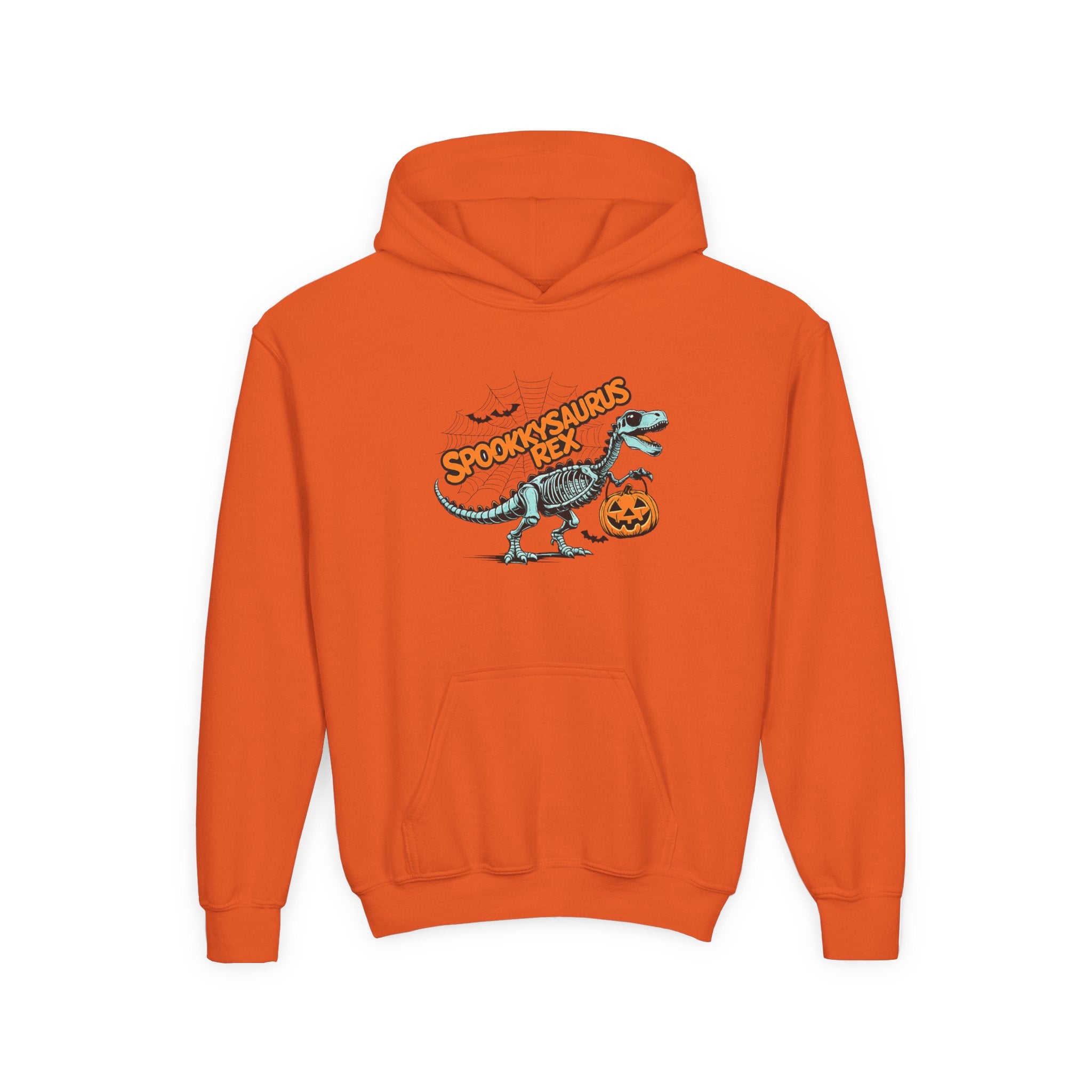 Youth Hoodie - "Spookasaurus Rex" Halloween Dino Pumpkin Sweatshirt