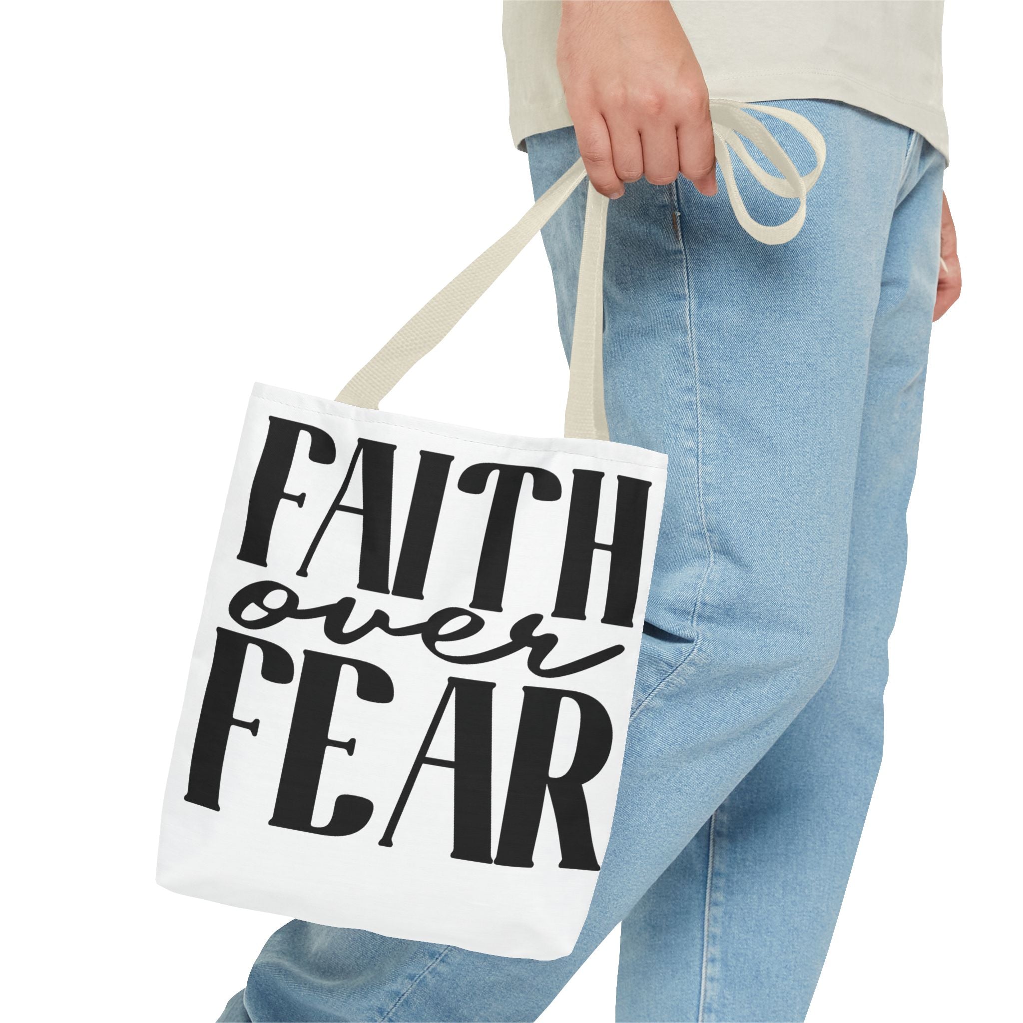 Faith Over Fear Tote Bag — Inspirational Christian Canvas Tote for Church, Gifts & Daily Use