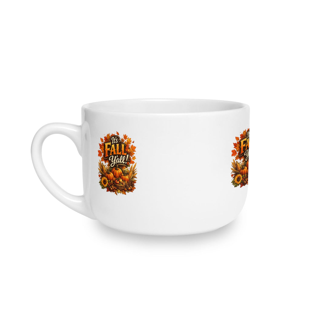 Fall Y’all Ceramic Latte Mug — 25oz Autumn Pumpkin & Sunflower Coffee Cup