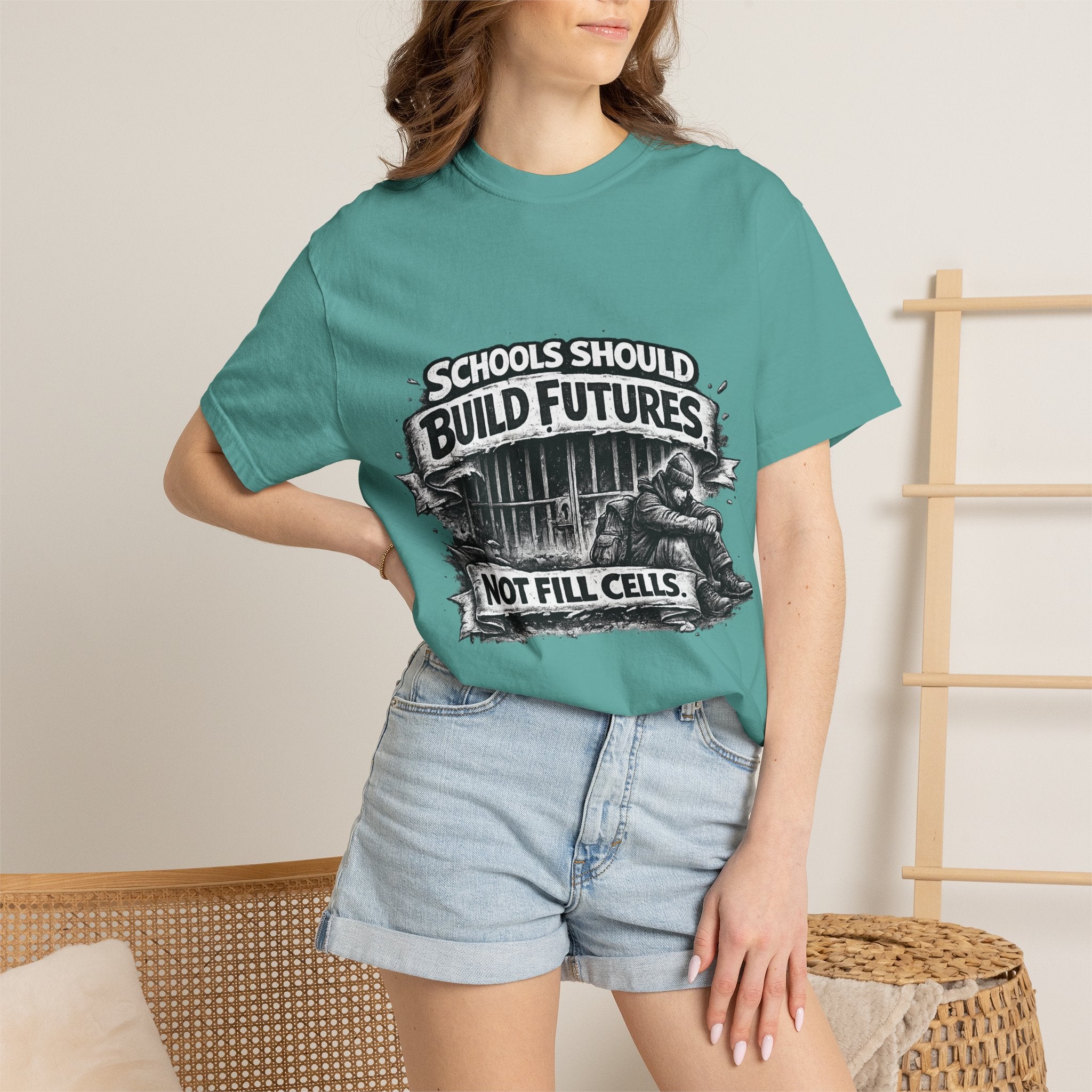 T-Shirt — "Schools Should Build Futures Not Fill Cells" Graphic Tee