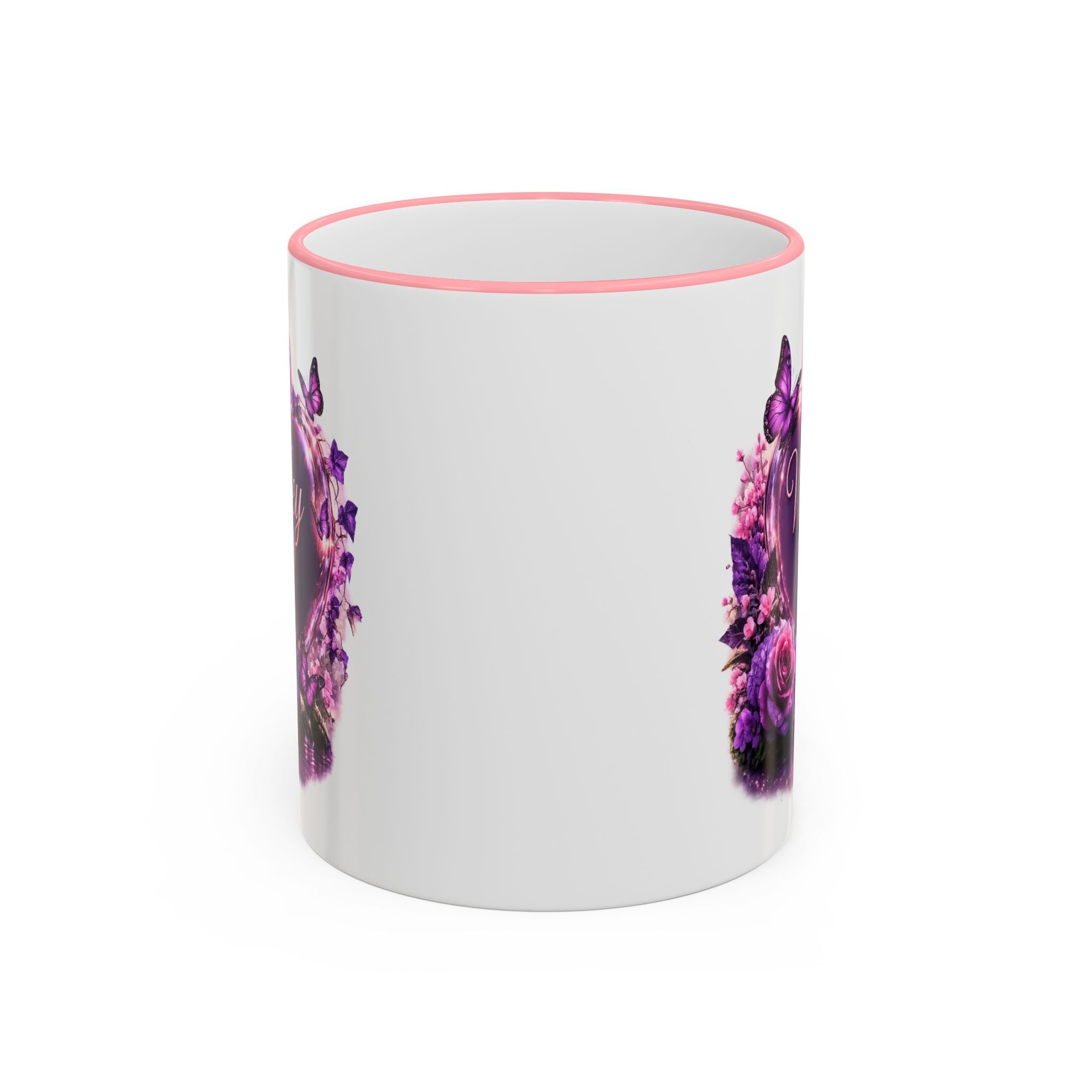 Floral Horse Accent Rim Mug — Purple Watercolor Equestrian Coffee Cup (11oz/15oz)