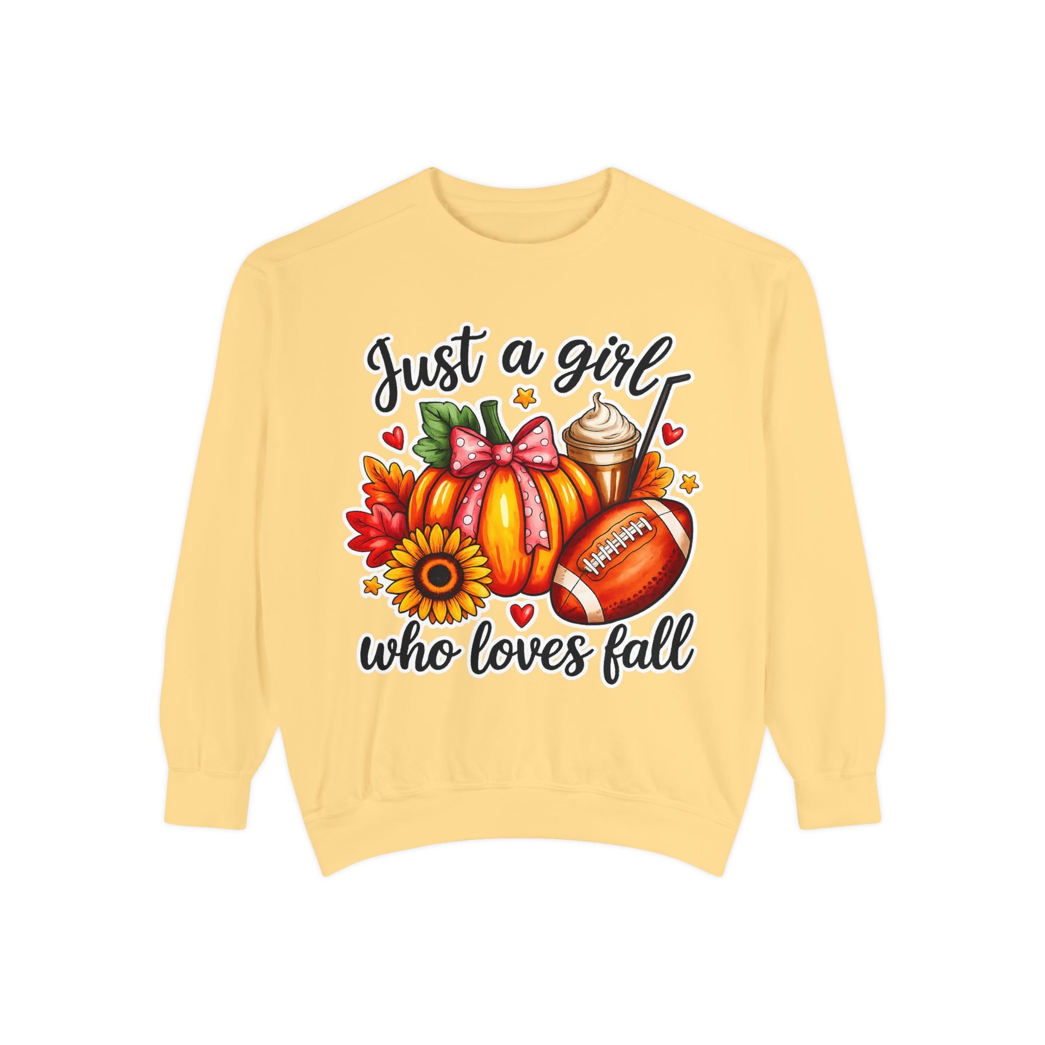 Fall Graphic Sweatshirt — "Just a girl who loves fall" Cozy Autumn Pullover