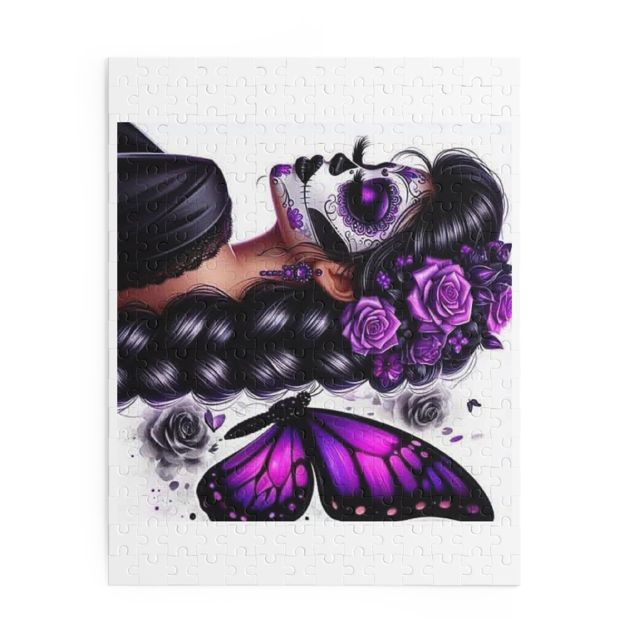 Day of the Dead Butterfly Puzzle — Purple Sugar Skull Woman (120/252/500 pc)