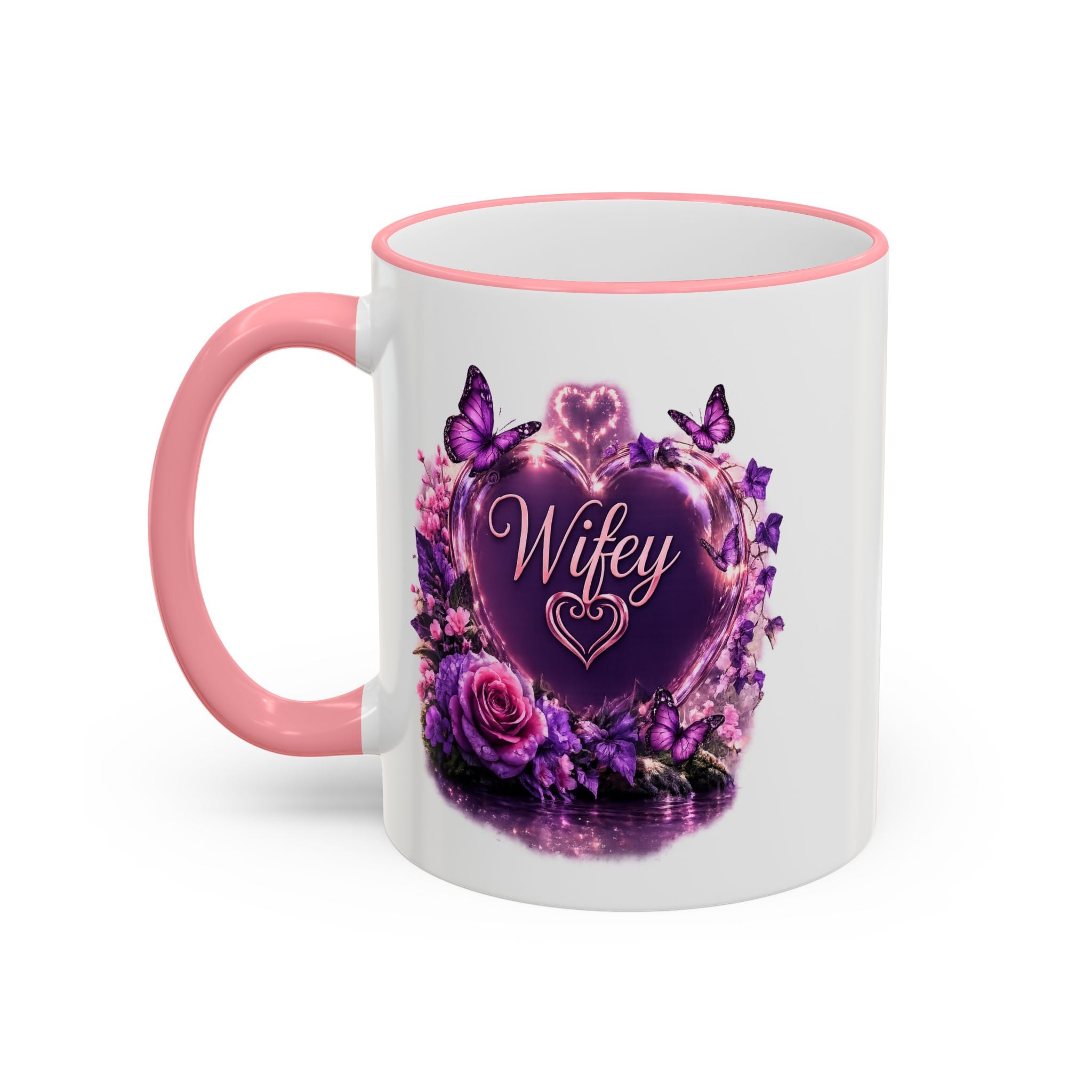Floral Horse Accent Rim Mug — Purple Watercolor Equestrian Coffee Cup (11oz/15oz)