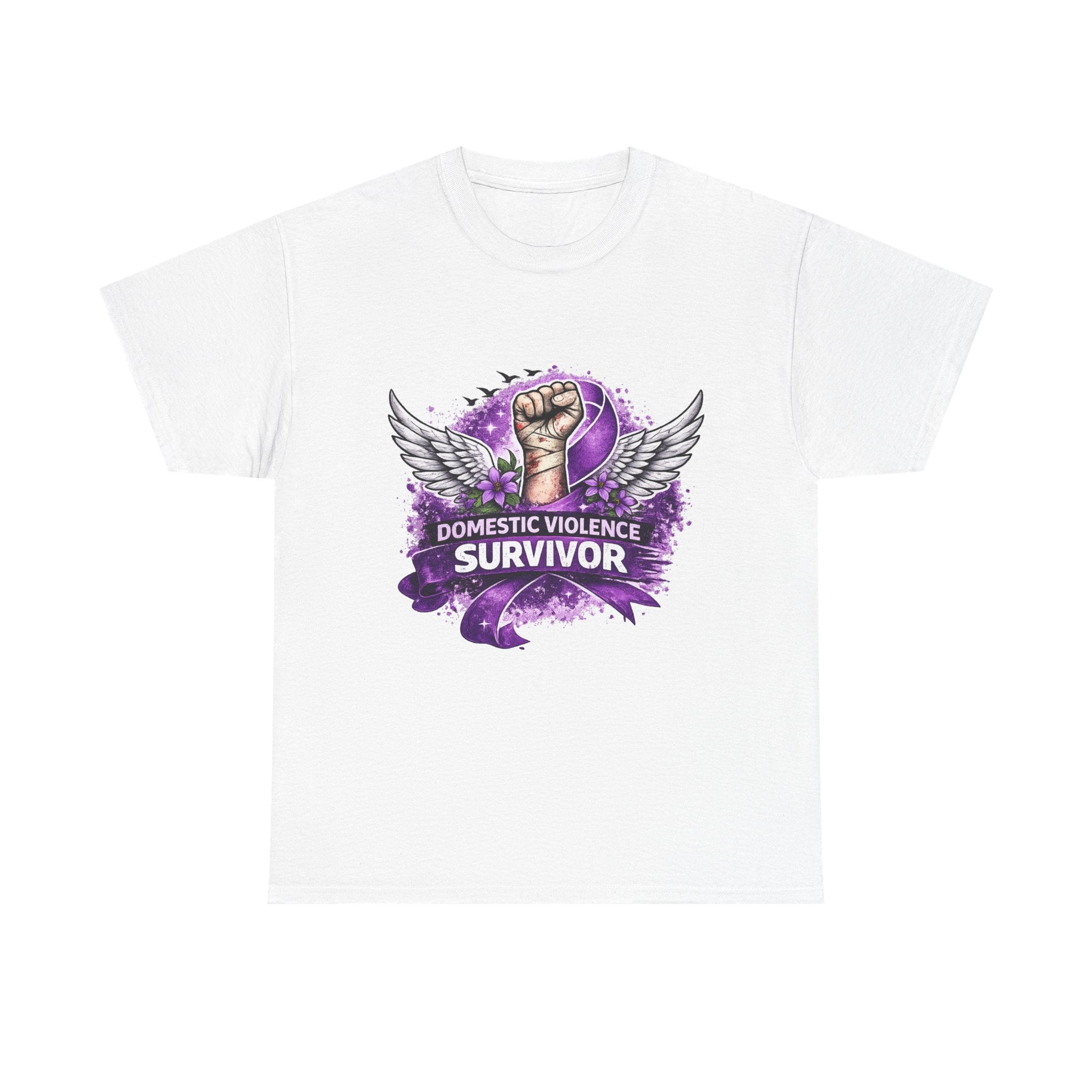Survivor T‑Shirt — 'Domestic Violence Survivor' Purple Ribbon Wings Empowerment Tee