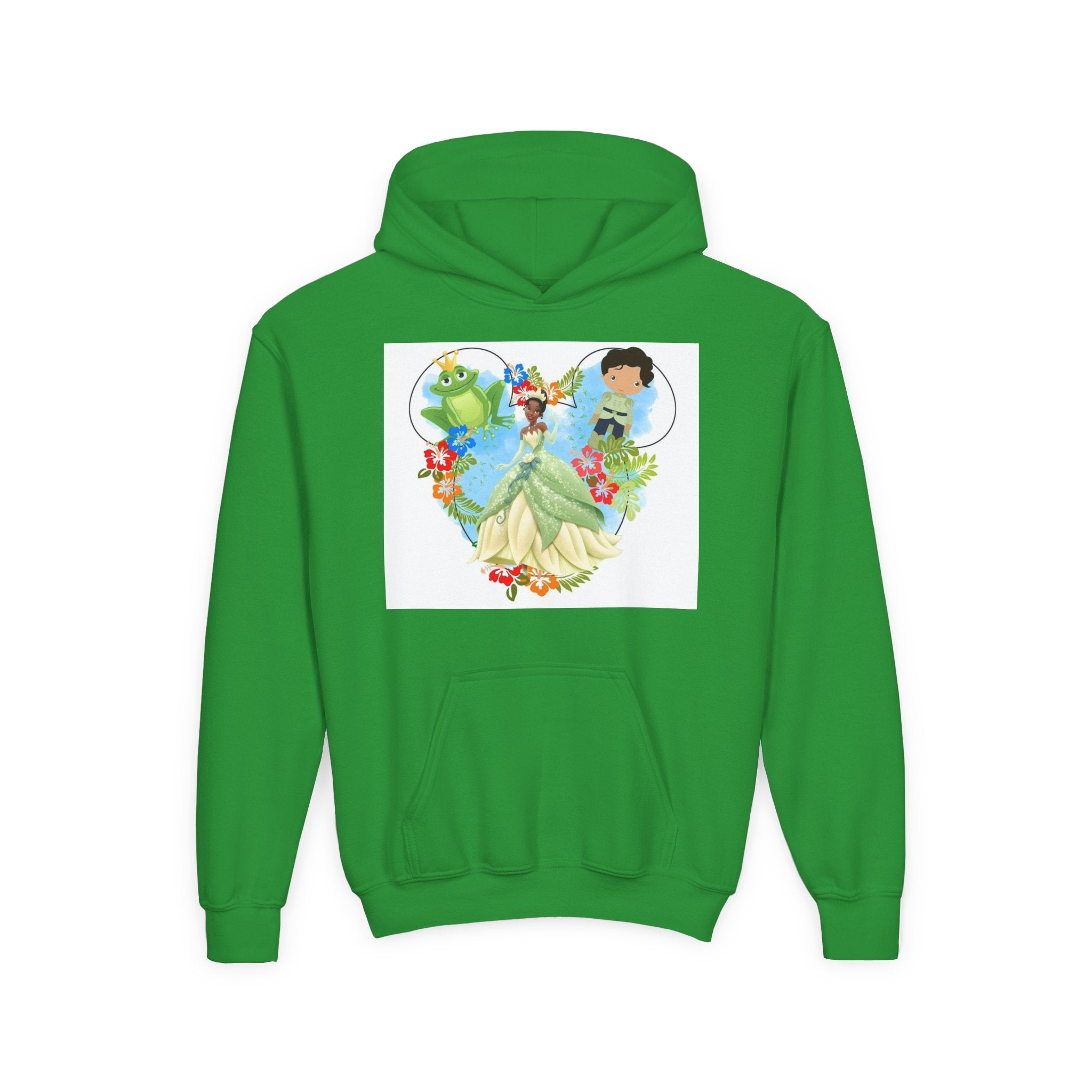 Princess Frog Heart Youth Hoodie — Fairy Tale Princess Hooded Sweatshirt for Kids