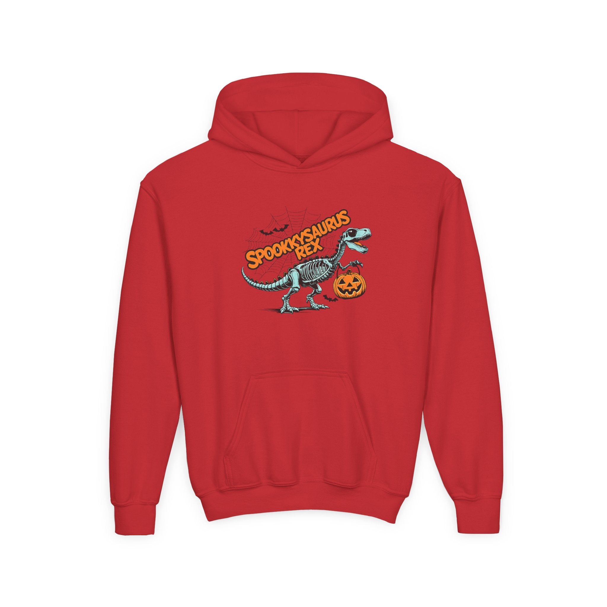Youth Hoodie - "Spookasaurus Rex" Halloween Dino Pumpkin Sweatshirt