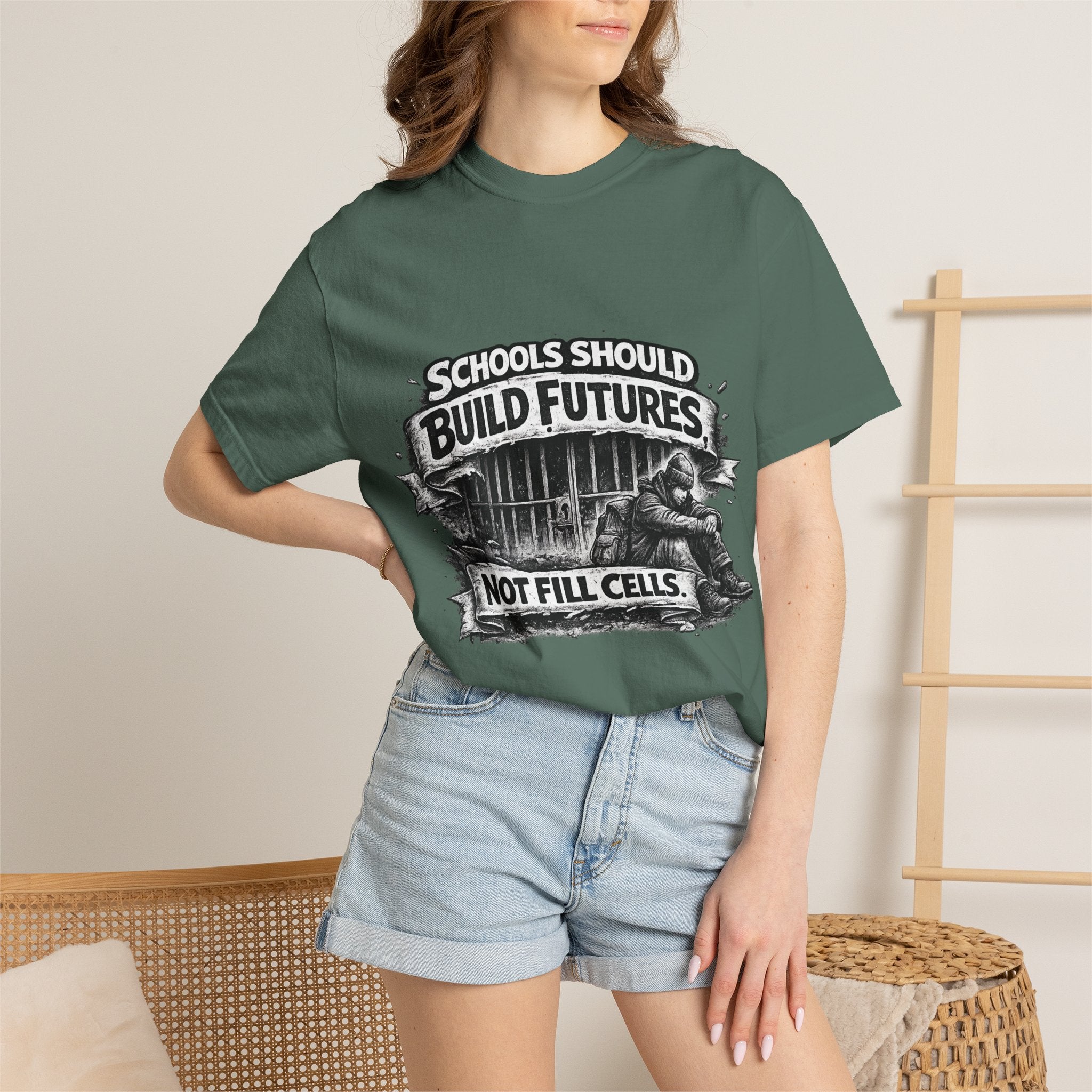 T-Shirt — "Schools Should Build Futures Not Fill Cells" Graphic Tee