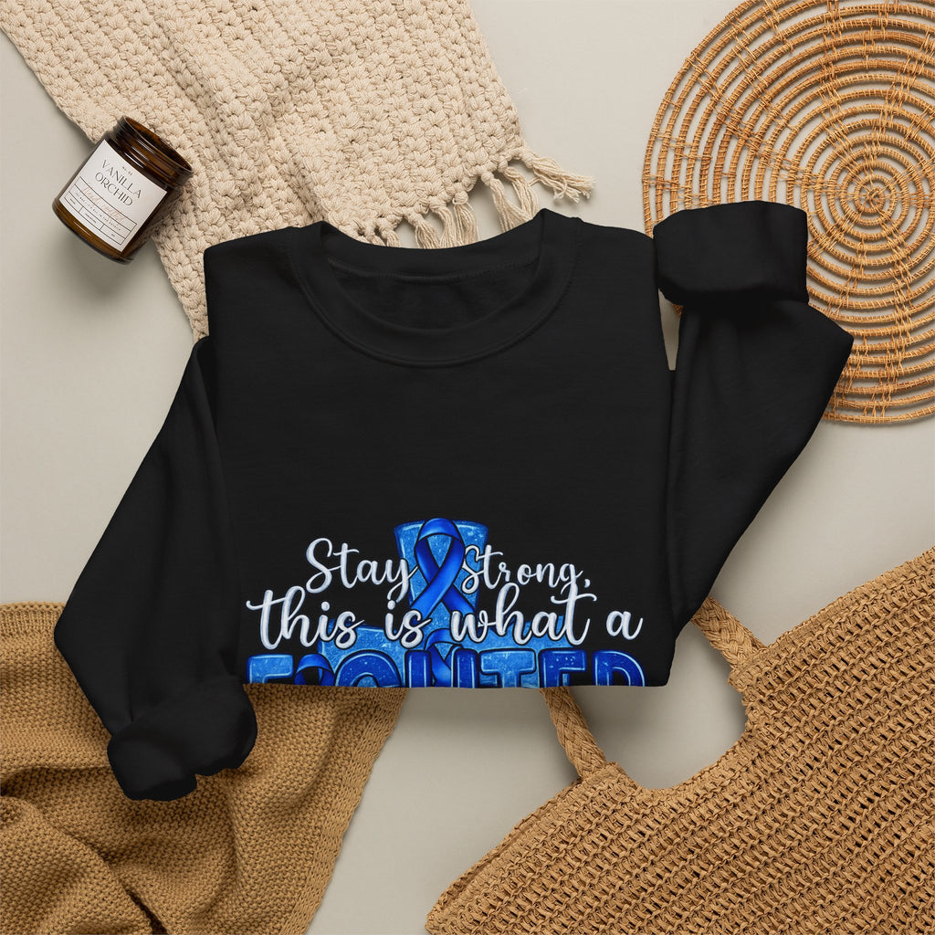 Crewneck Sweatshirt - This Is What a Fighter Looks Like (Blue Ribbon Awareness)