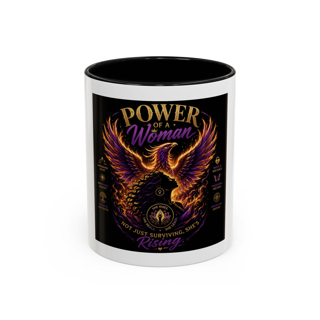 Power of a Woman Coffee Mug — Inspirational Phoenix Design (11/15 oz)