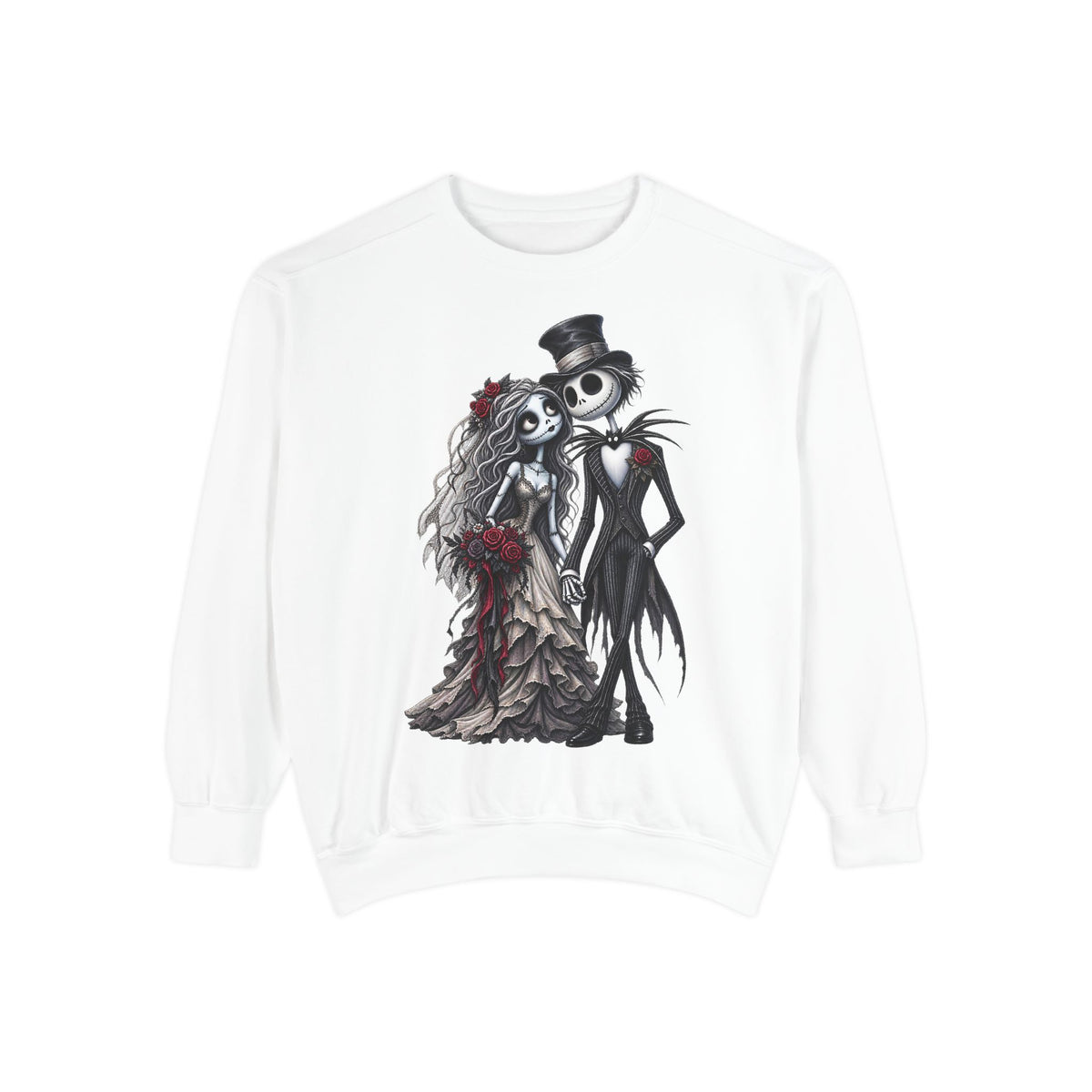 Sweatshirt - Gothic Bride & Groom Skeleton Couple Graphic