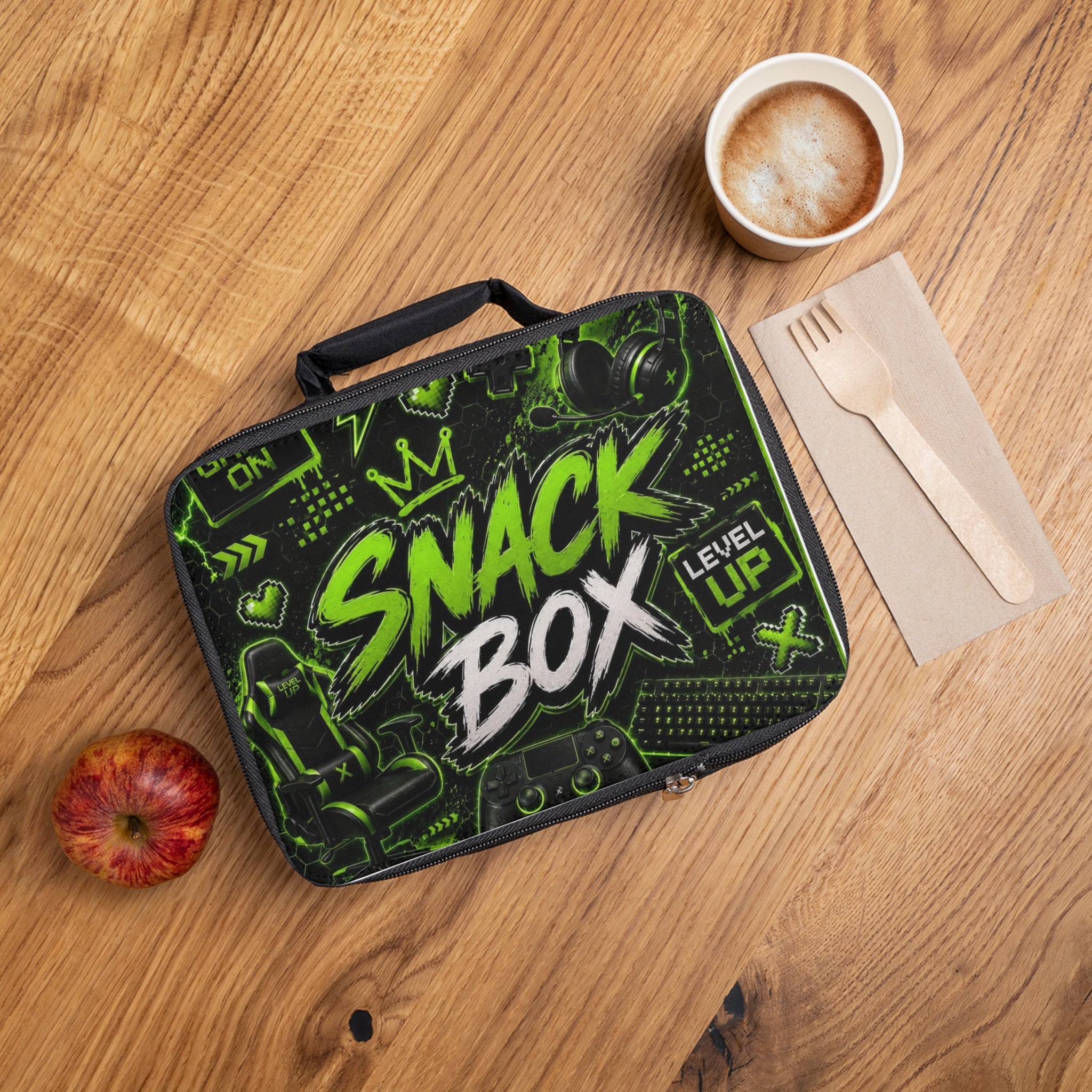 Snack Box Lunch Bag — Gamer "Level Up" Insulated Cooler for Kids & Teens