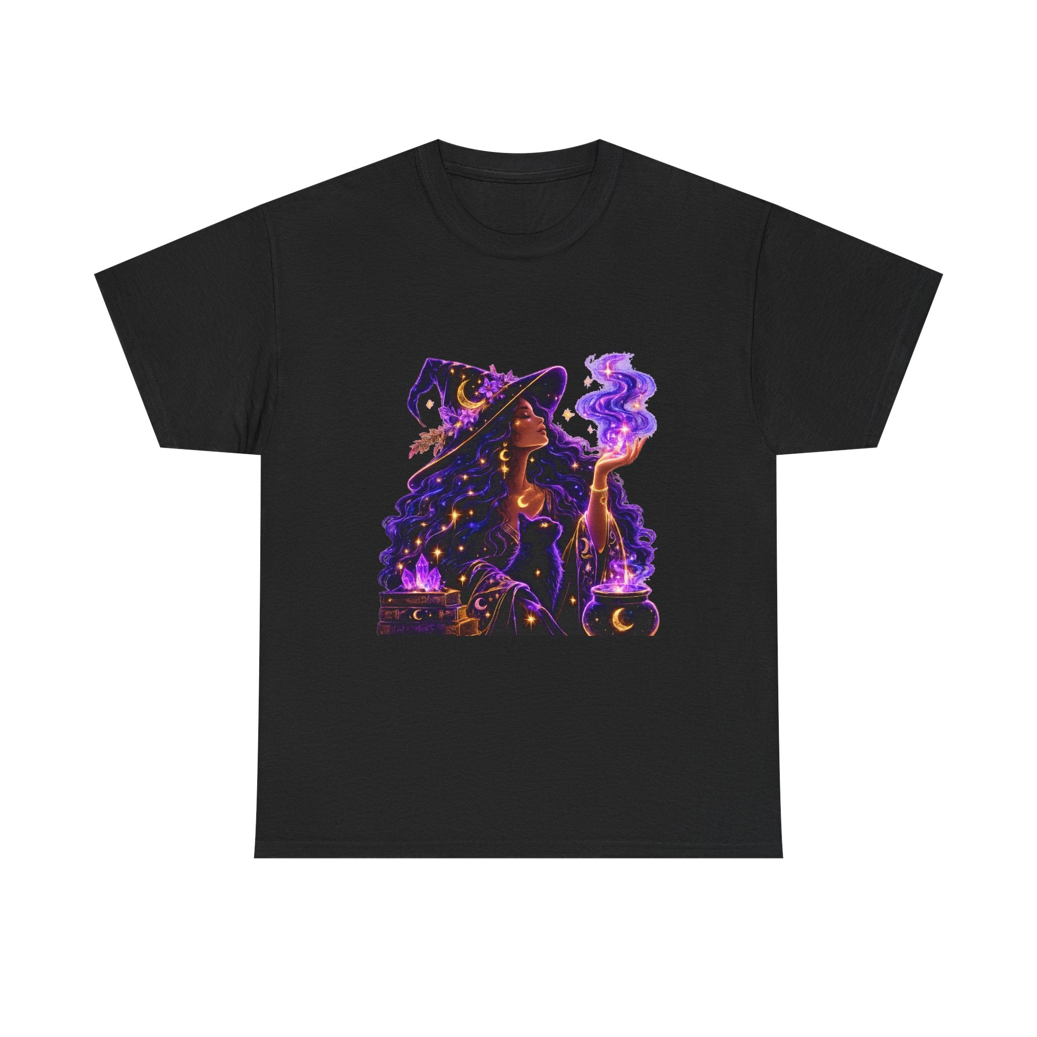 Witchy Night Tee — Mystic Woman with Potion Graphic Shirt