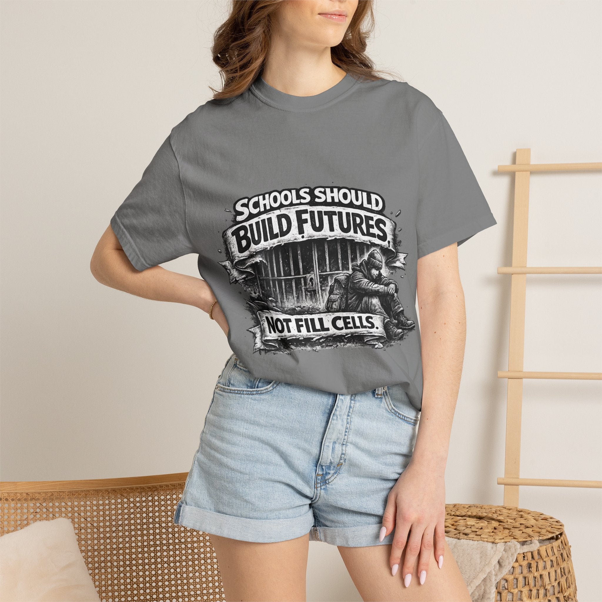 T-Shirt — "Schools Should Build Futures Not Fill Cells" Graphic Tee