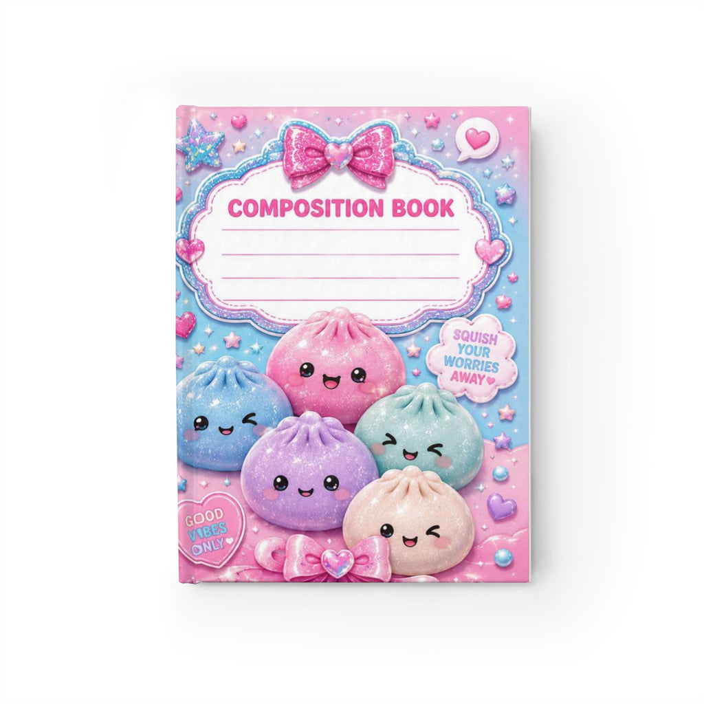 Kawaii Dumpling Composition Notebook — Ruled Journal with Cute Pastel Squishy Design