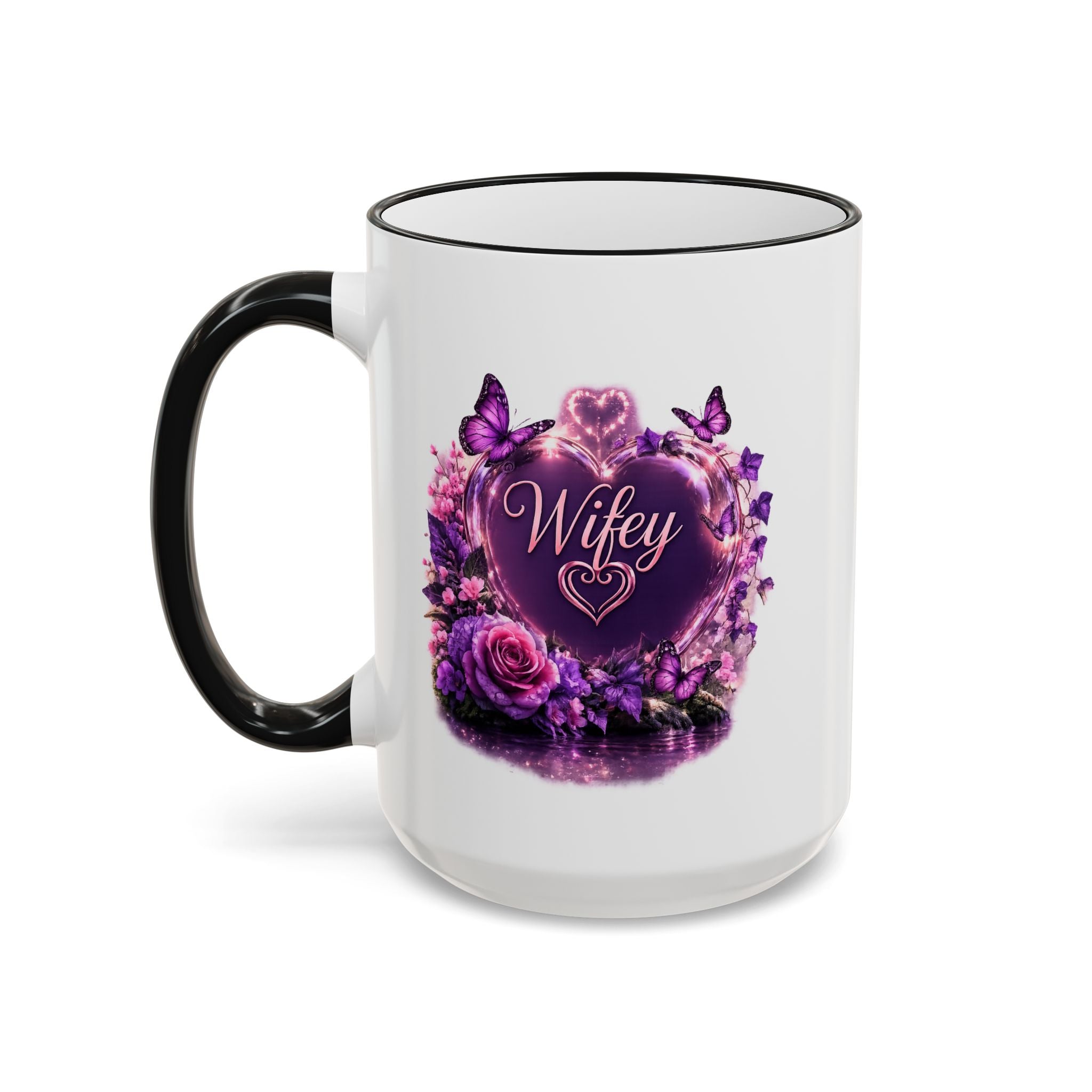 Floral Horse Accent Rim Mug — Purple Watercolor Equestrian Coffee Cup (11oz/15oz)