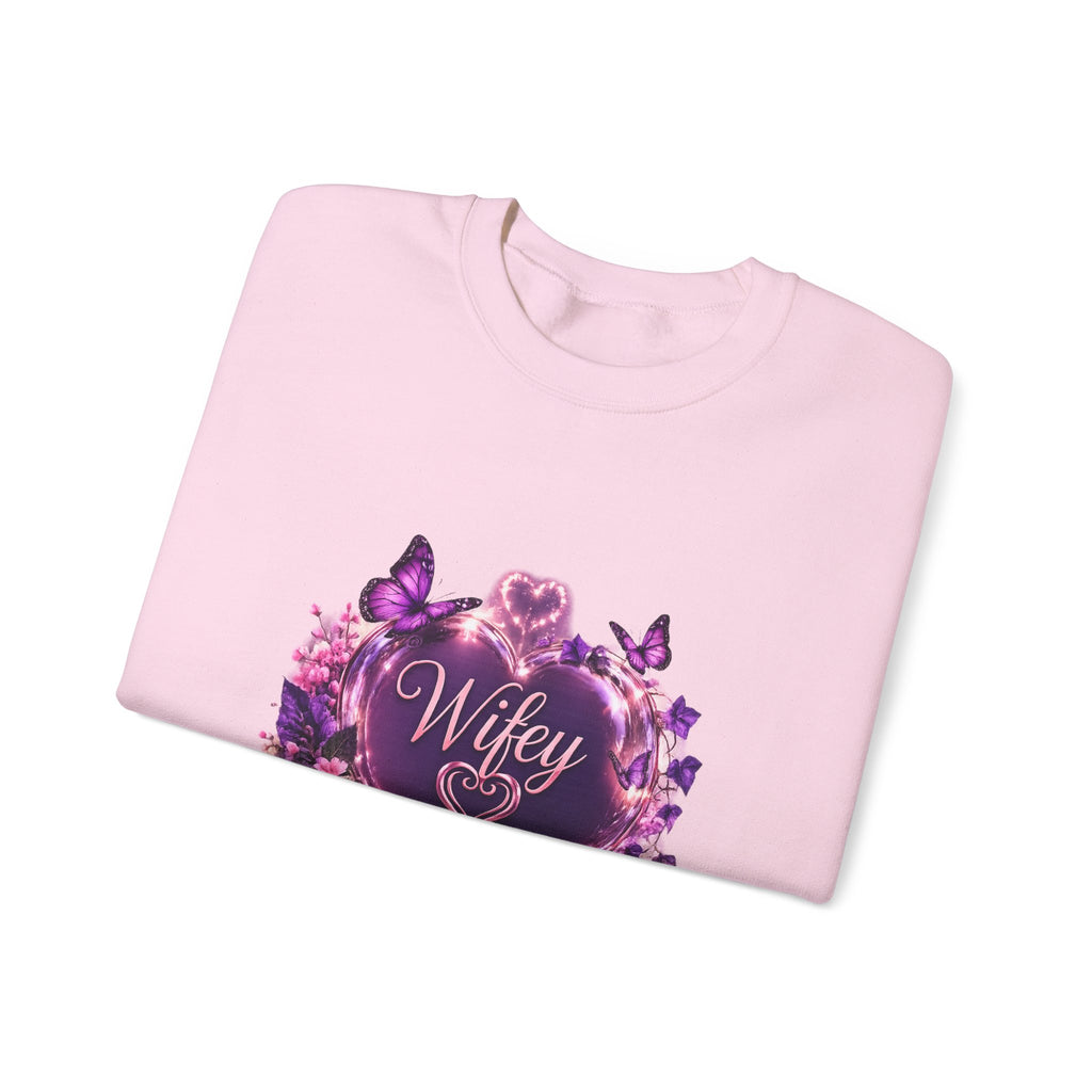 Wifey Floral Heart Crewneck Sweatshirt — Purple Rose Valentine Pullover