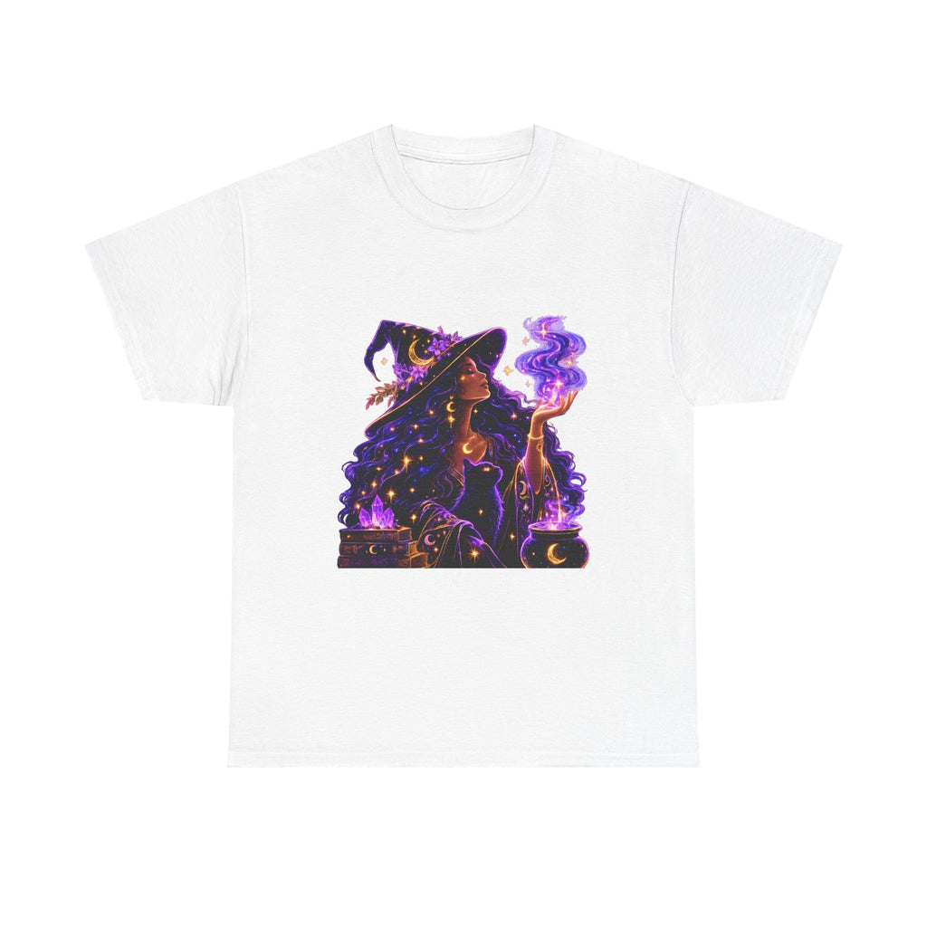 Witchy Night Tee — Mystic Woman with Potion Graphic Shirt