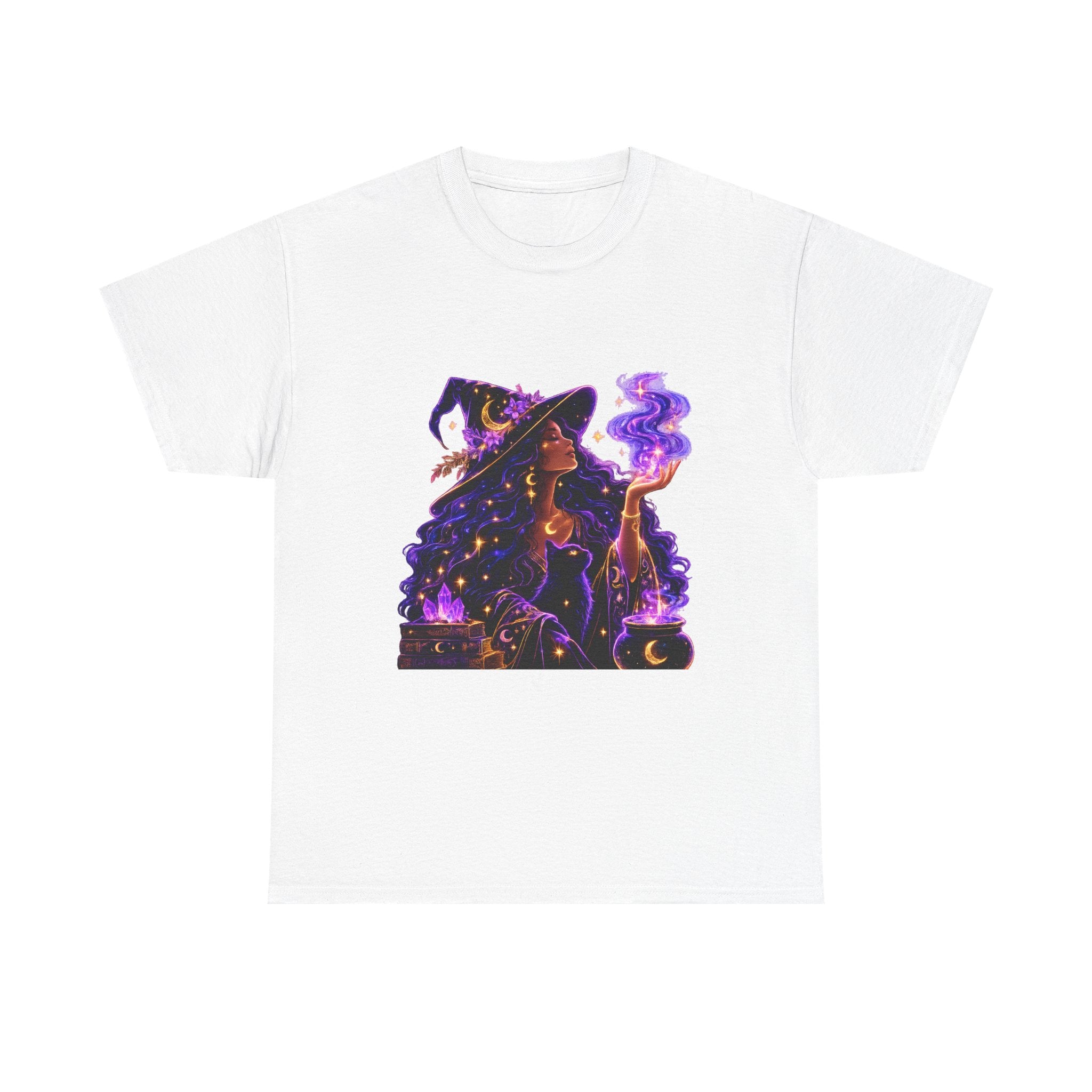Witchy Night Tee — Mystic Woman with Potion Graphic Shirt