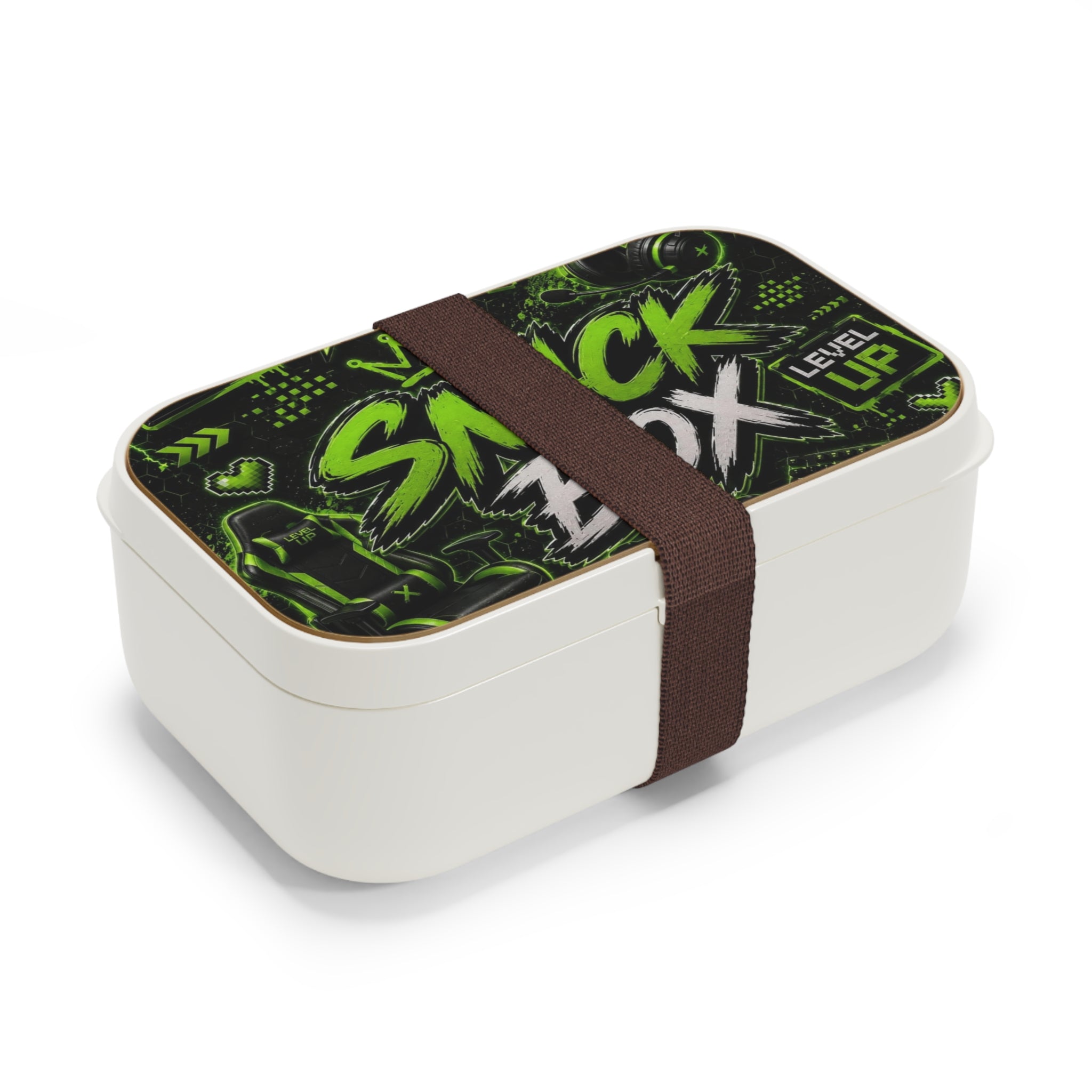 Gaming Snack Box Bento Lunch Box — 'Snack Box Level Up' Neon Green