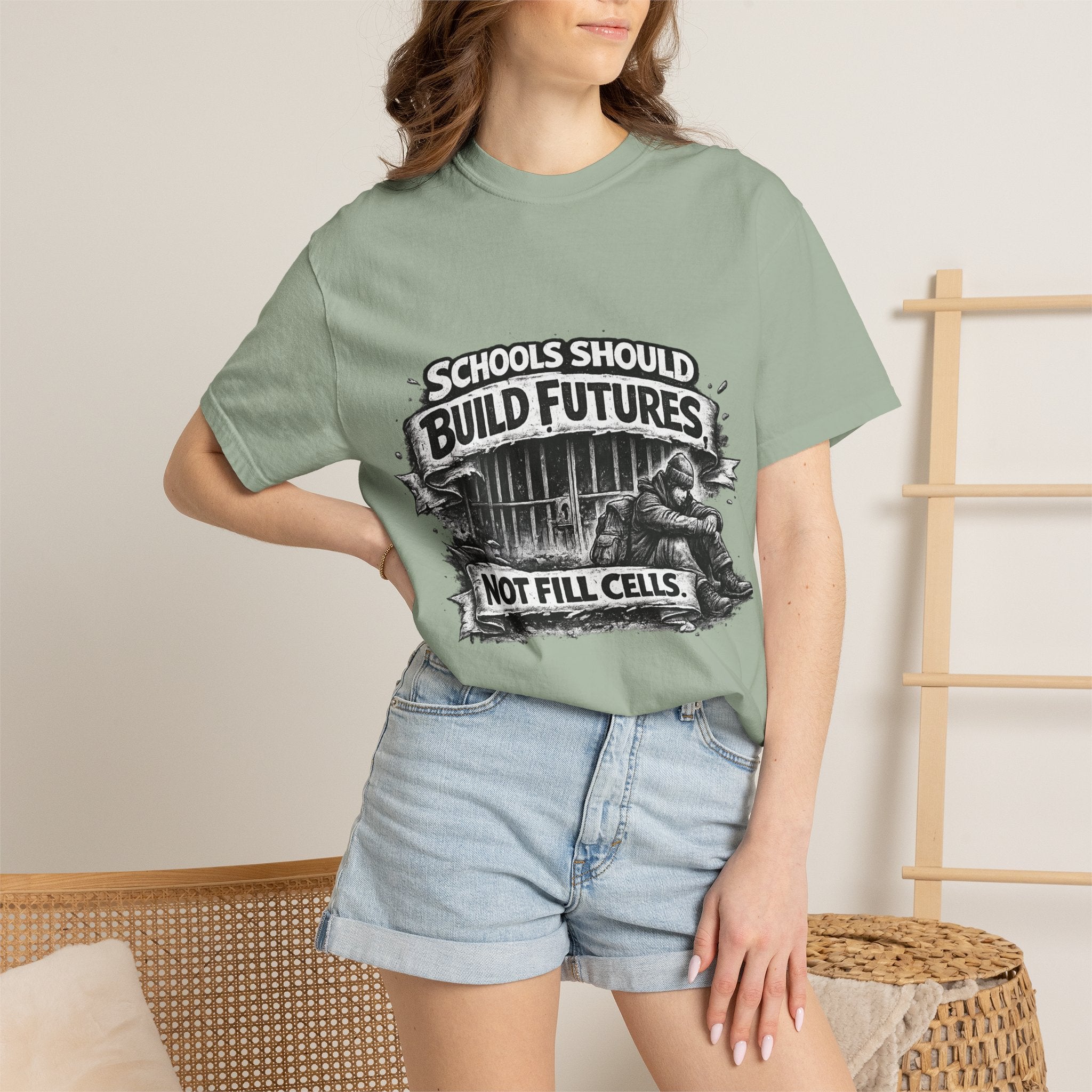 T-Shirt — "Schools Should Build Futures Not Fill Cells" Graphic Tee