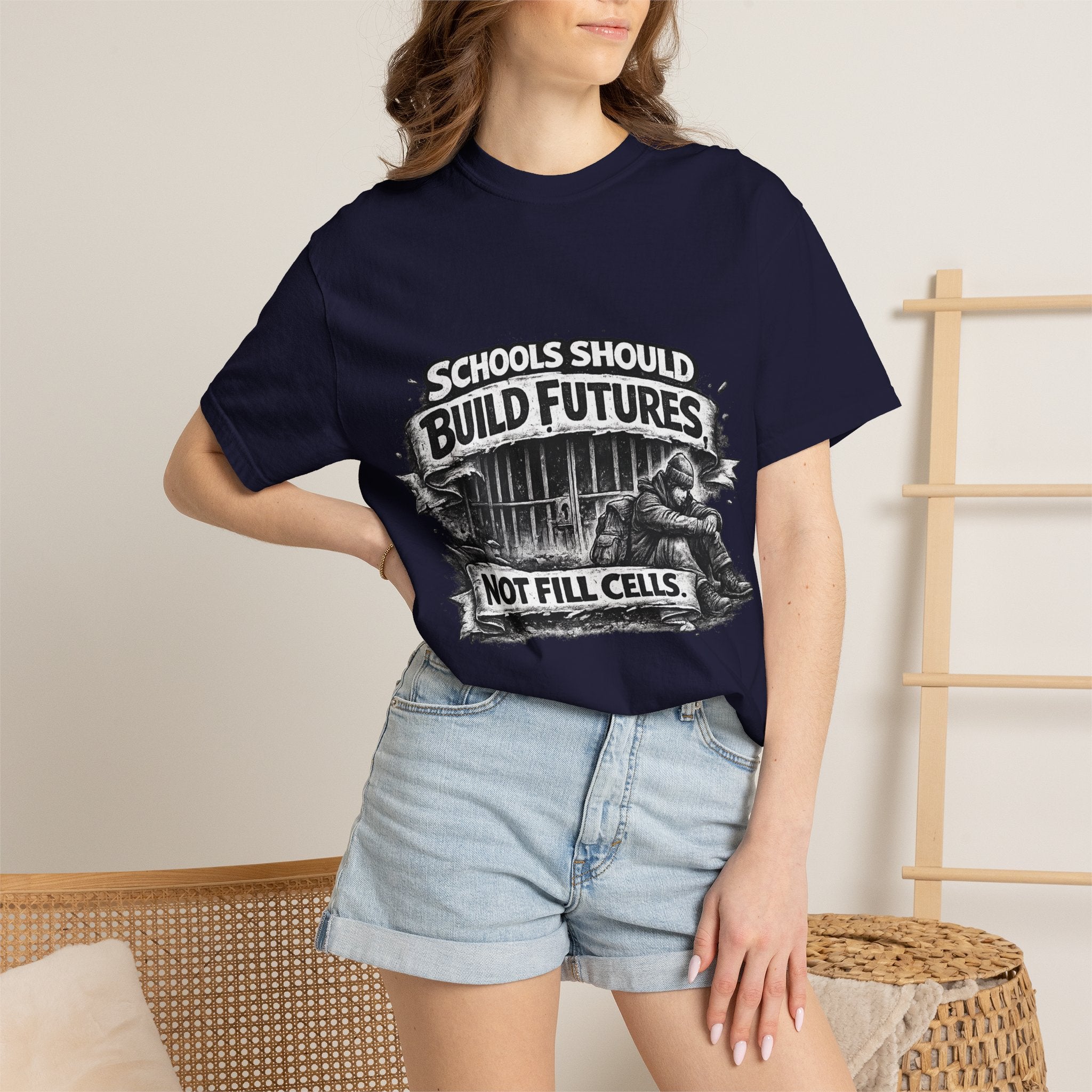 T-Shirt — "Schools Should Build Futures Not Fill Cells" Graphic Tee
