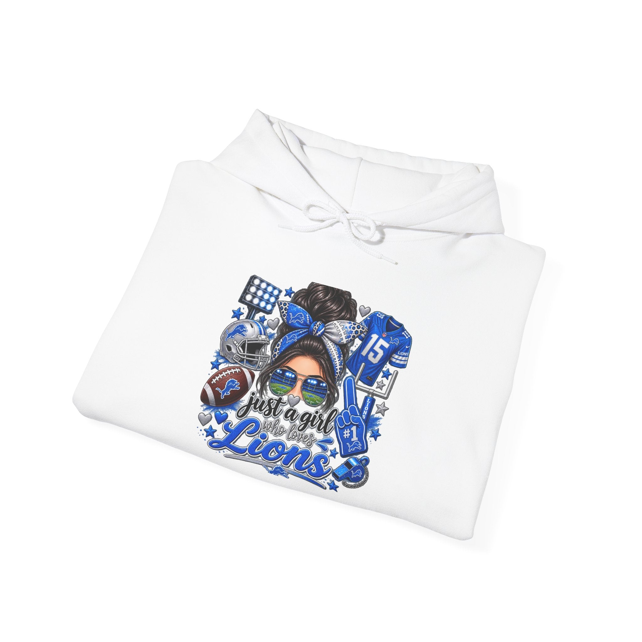 Detroit Lions Mom Hoodie – "Messy Bun, Game On" Football Fan Pullover