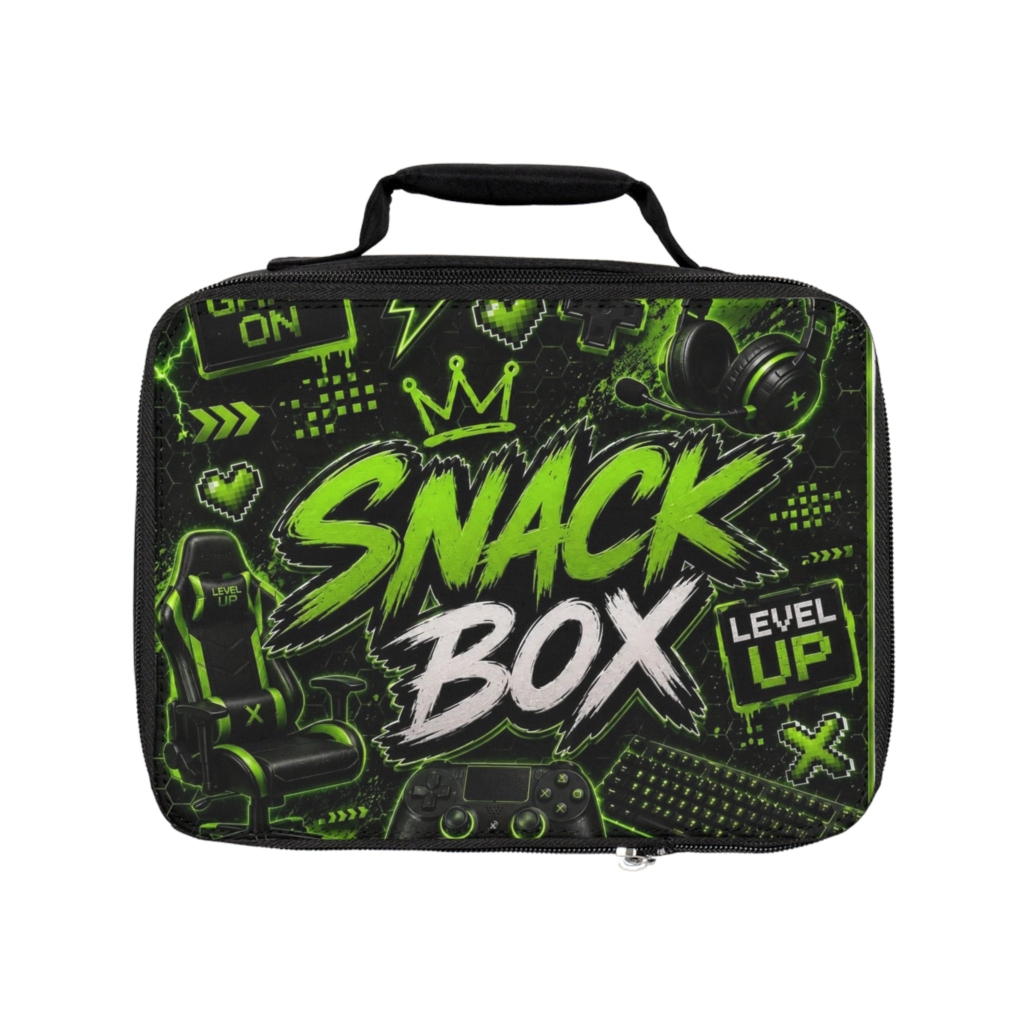 Snack Box Lunch Bag — Gamer "Level Up" Insulated Cooler for Kids & Teens