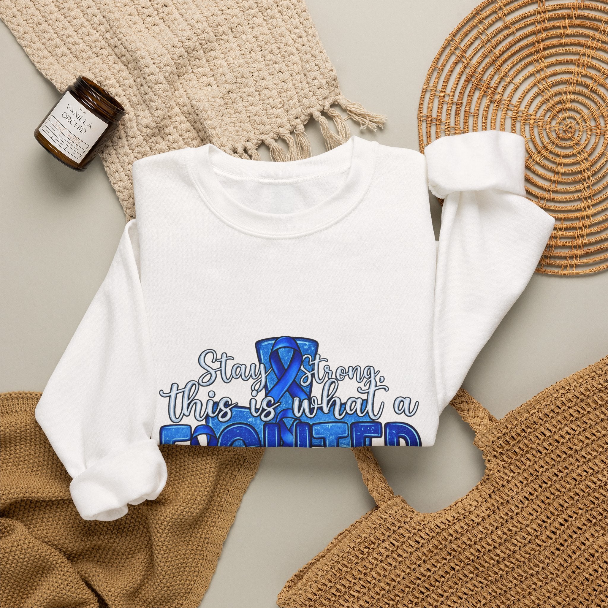 Crewneck Sweatshirt - This Is What a Fighter Looks Like (Blue Ribbon Awareness)