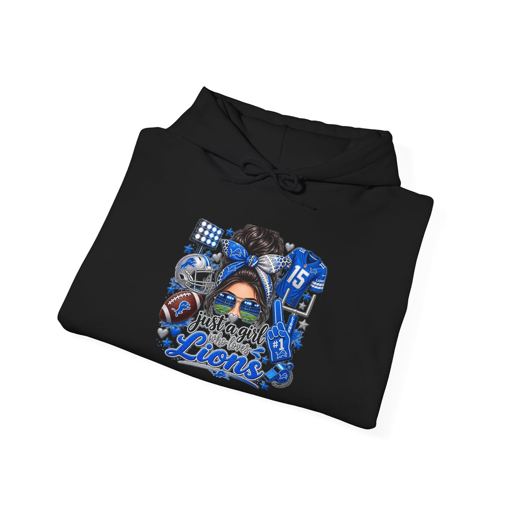 Detroit Lions Mom Hoodie – "Messy Bun, Game On" Football Fan Pullover