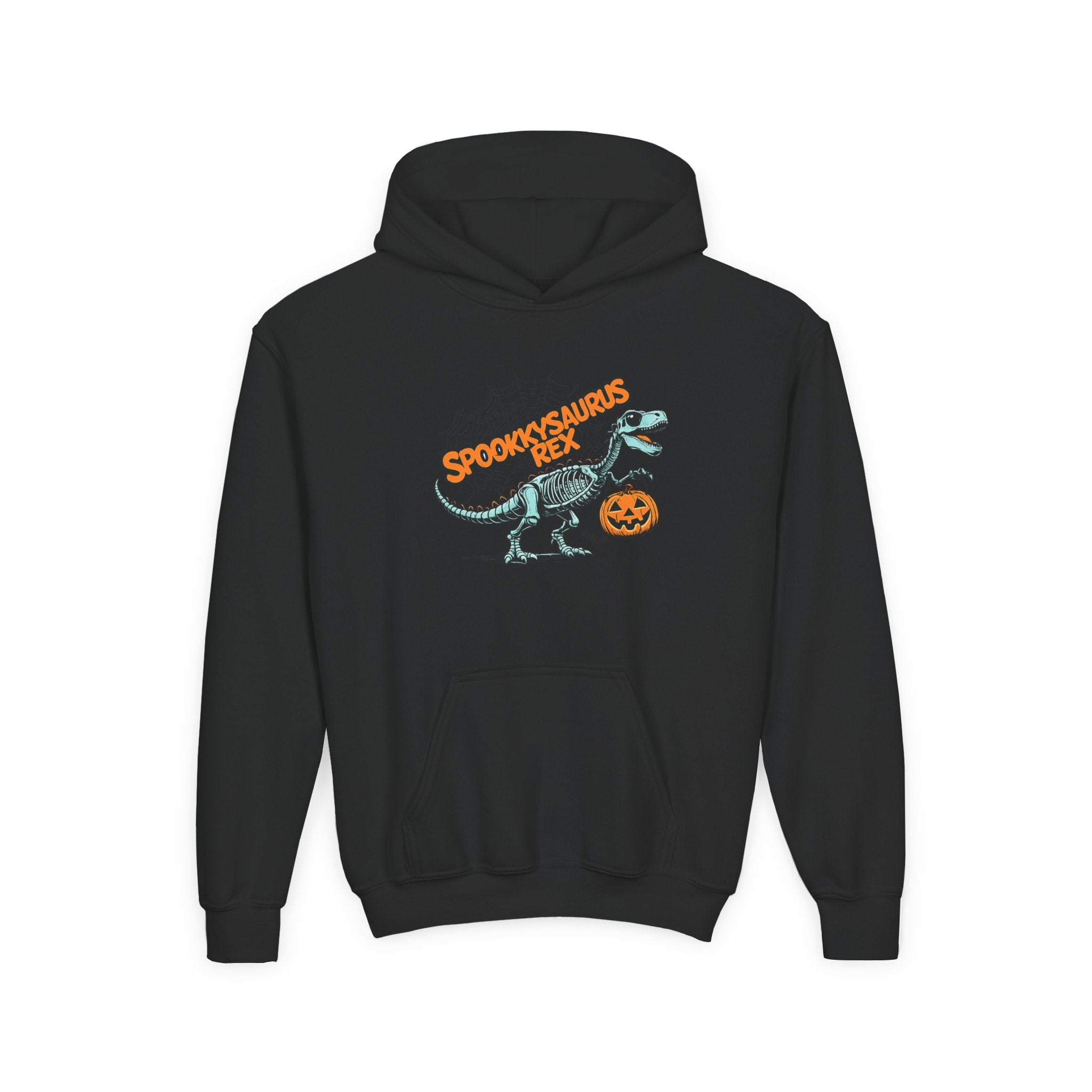 Youth Hoodie - "Spookasaurus Rex" Halloween Dino Pumpkin Sweatshirt