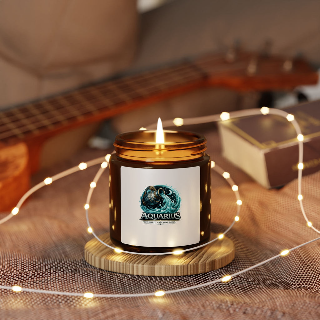 Aquarius Zodiac Soy Candle — Amber Jar Scented Candle