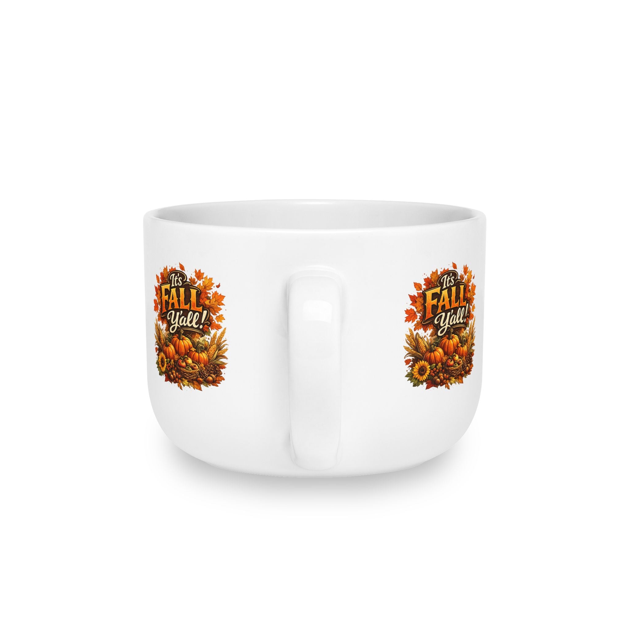 Fall Y’all Ceramic Latte Mug — 25oz Autumn Pumpkin & Sunflower Coffee Cup