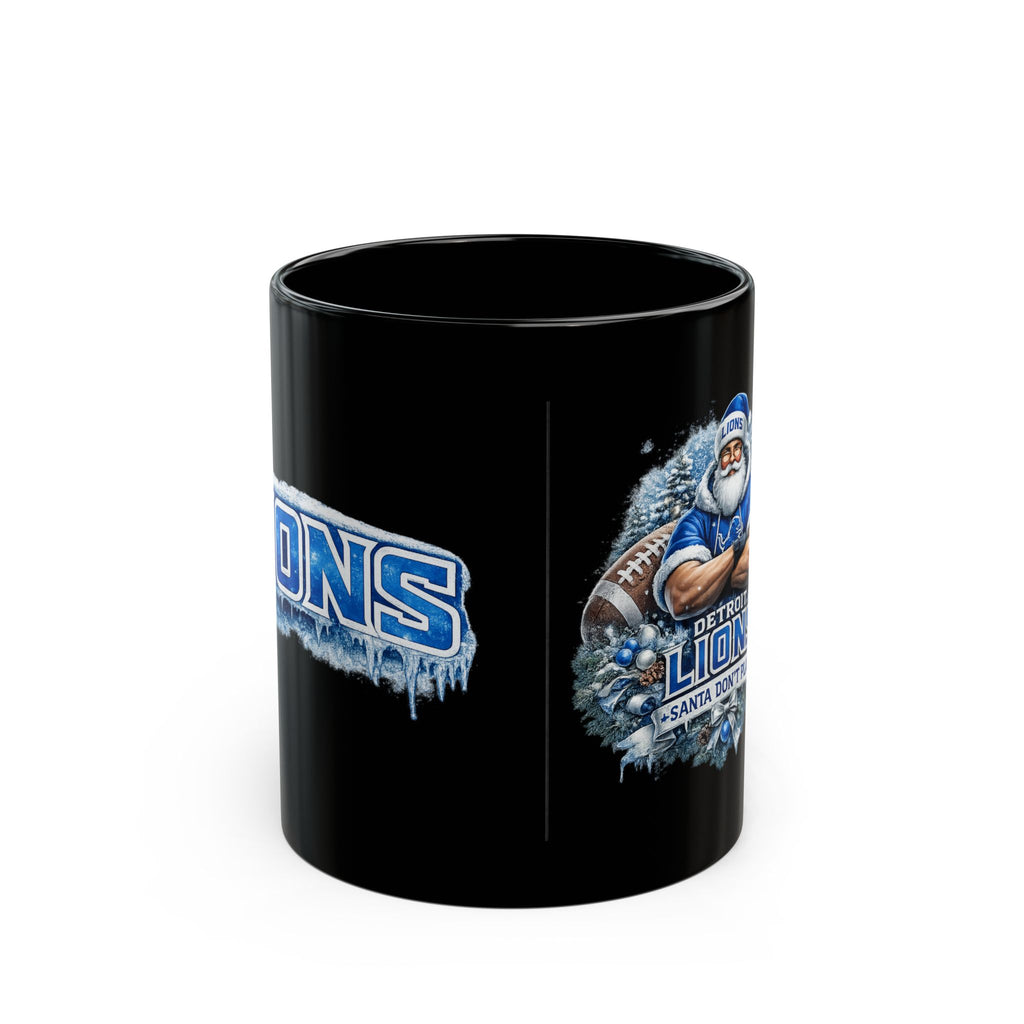 Detroit Lions Santa Mug - 'Santa Don’t Play' Black Coffee Cup (11oz & 15oz)