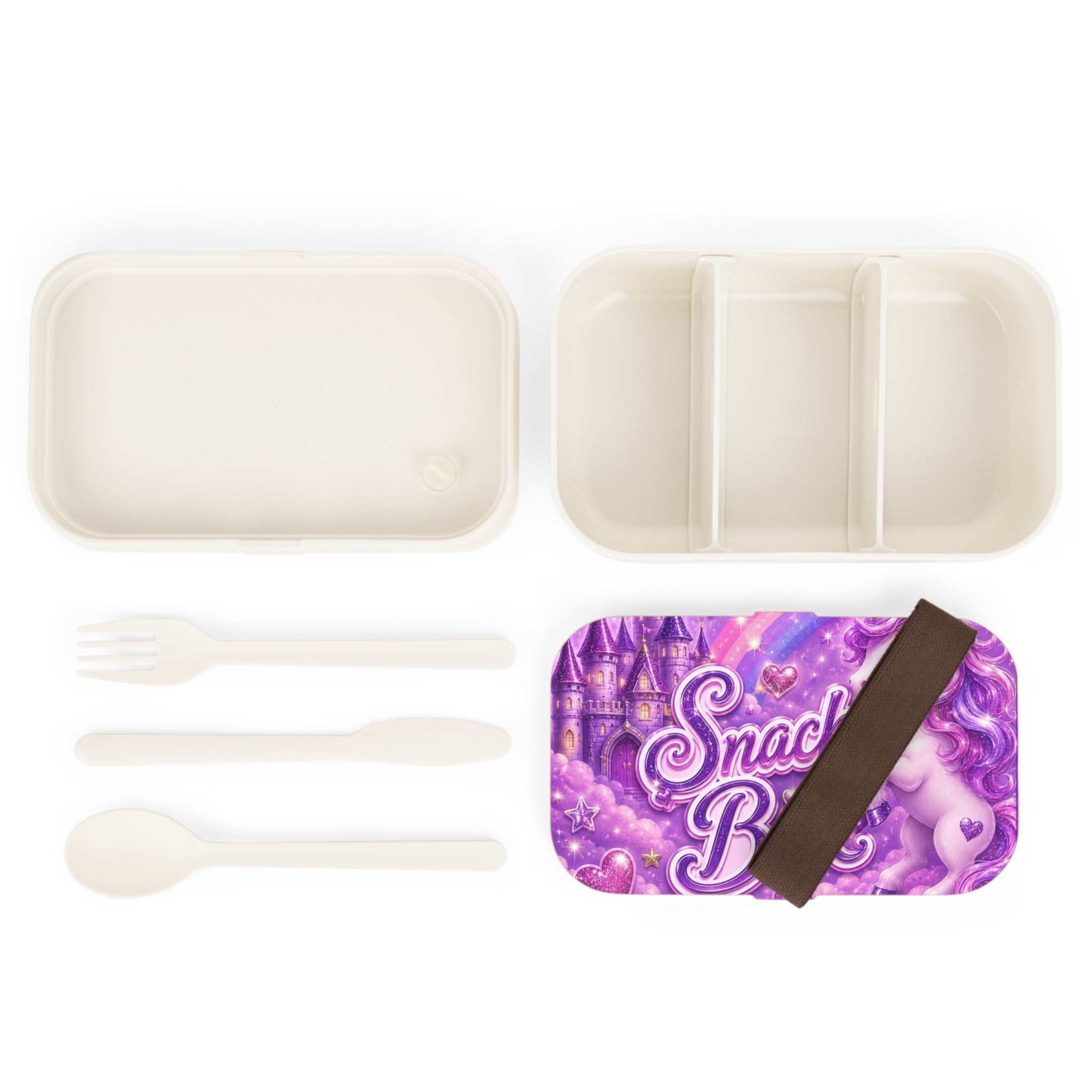Unicorn Snack Box Bento Lunch Box — Purple Magical Castle Kids Lunchbox