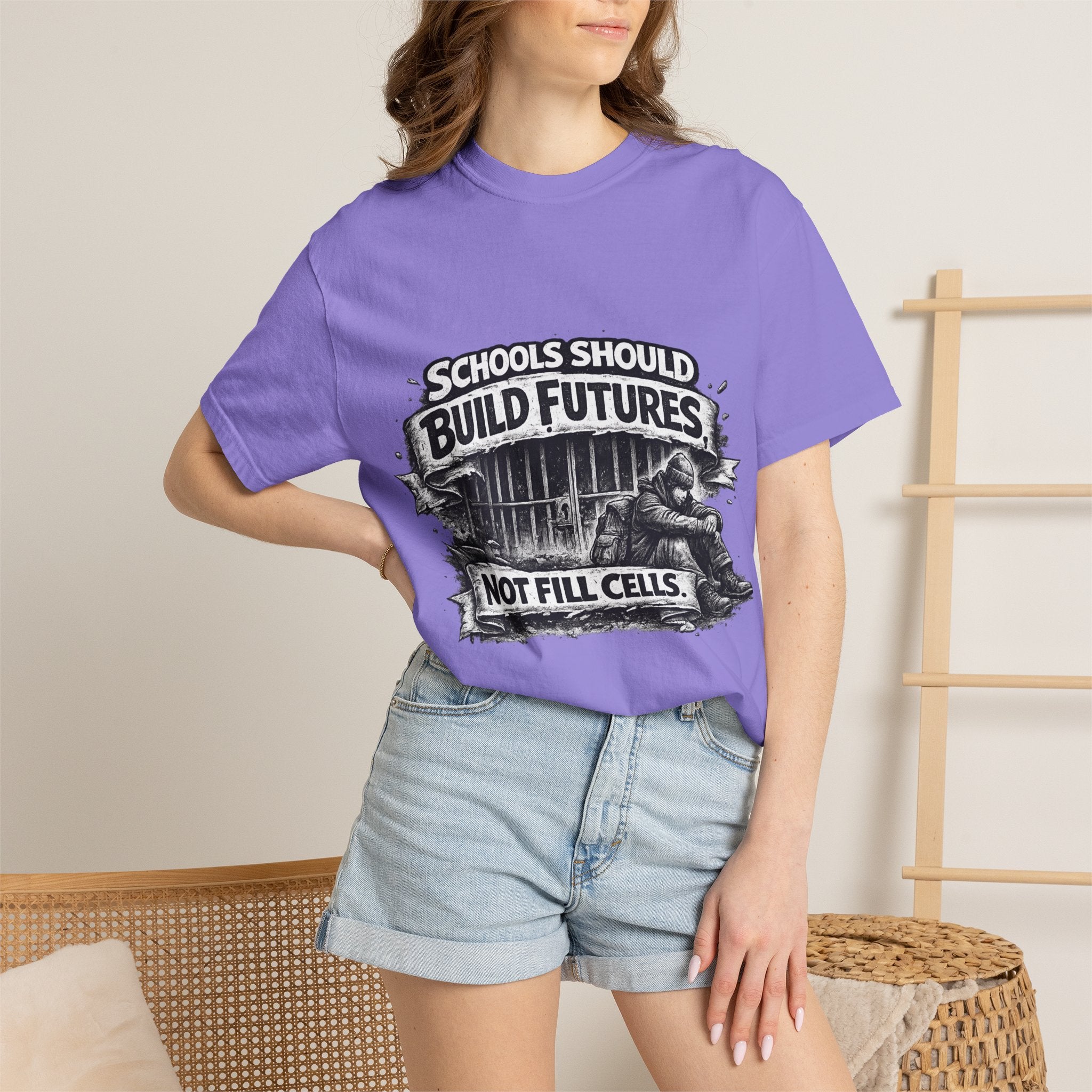 T-Shirt — "Schools Should Build Futures Not Fill Cells" Graphic Tee