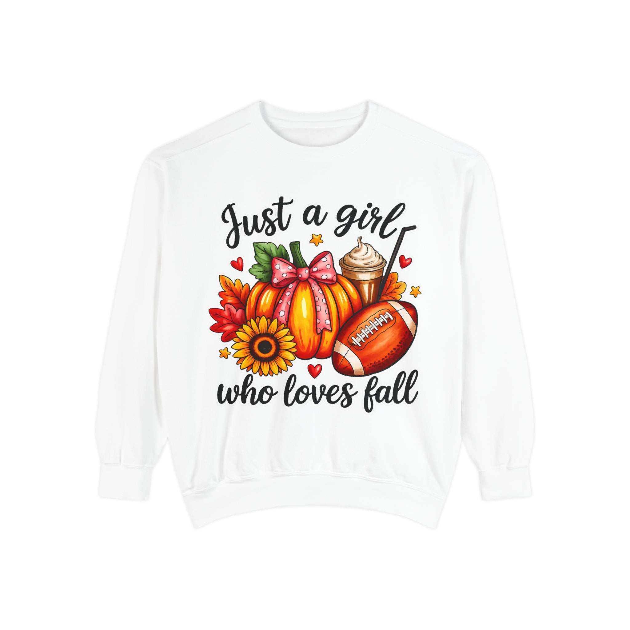Fall Graphic Sweatshirt — "Just a girl who loves fall" Cozy Autumn Pullover