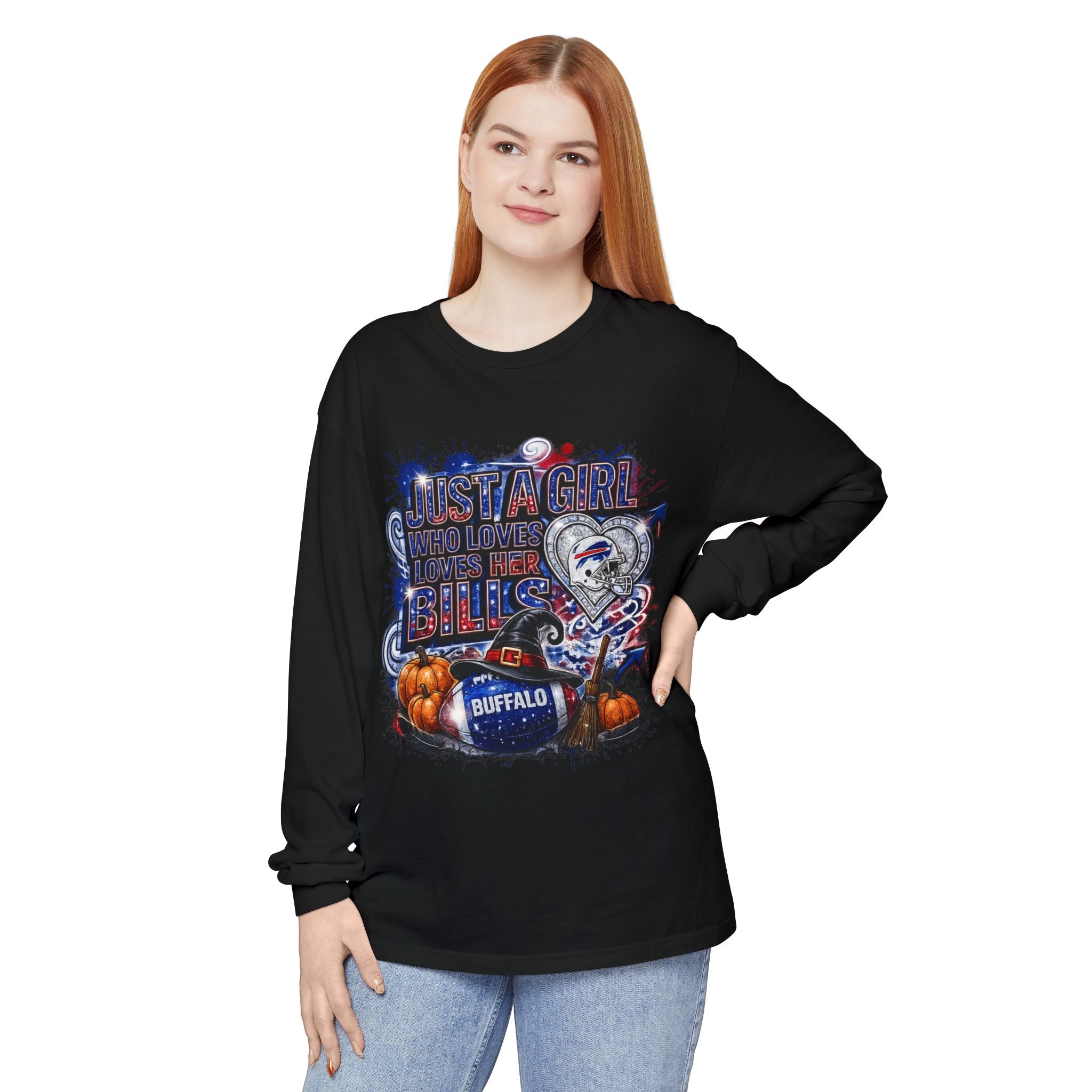 Long Sleeve T-Shirt — "Just a Girl Who Loves Her Bills" Buffalo Football Fan Tee