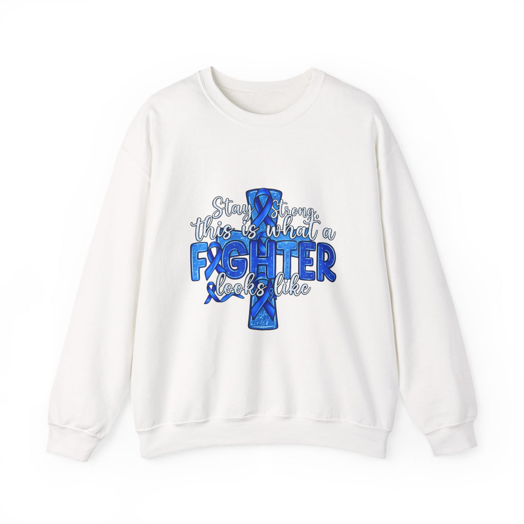 Crewneck Sweatshirt - This Is What a Fighter Looks Like (Blue Ribbon Awareness)