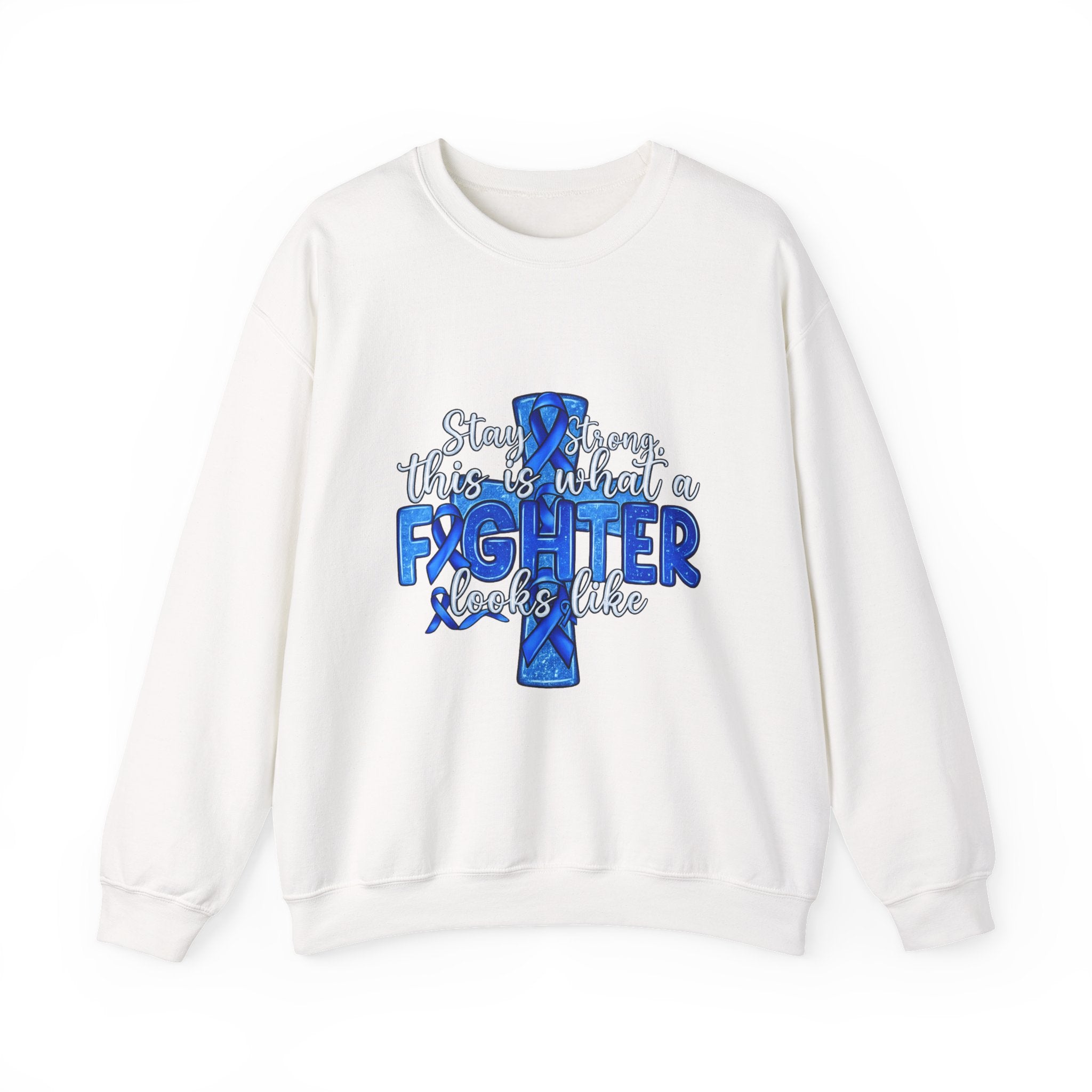 Crewneck Sweatshirt - This Is What a Fighter Looks Like (Blue Ribbon Awareness)
