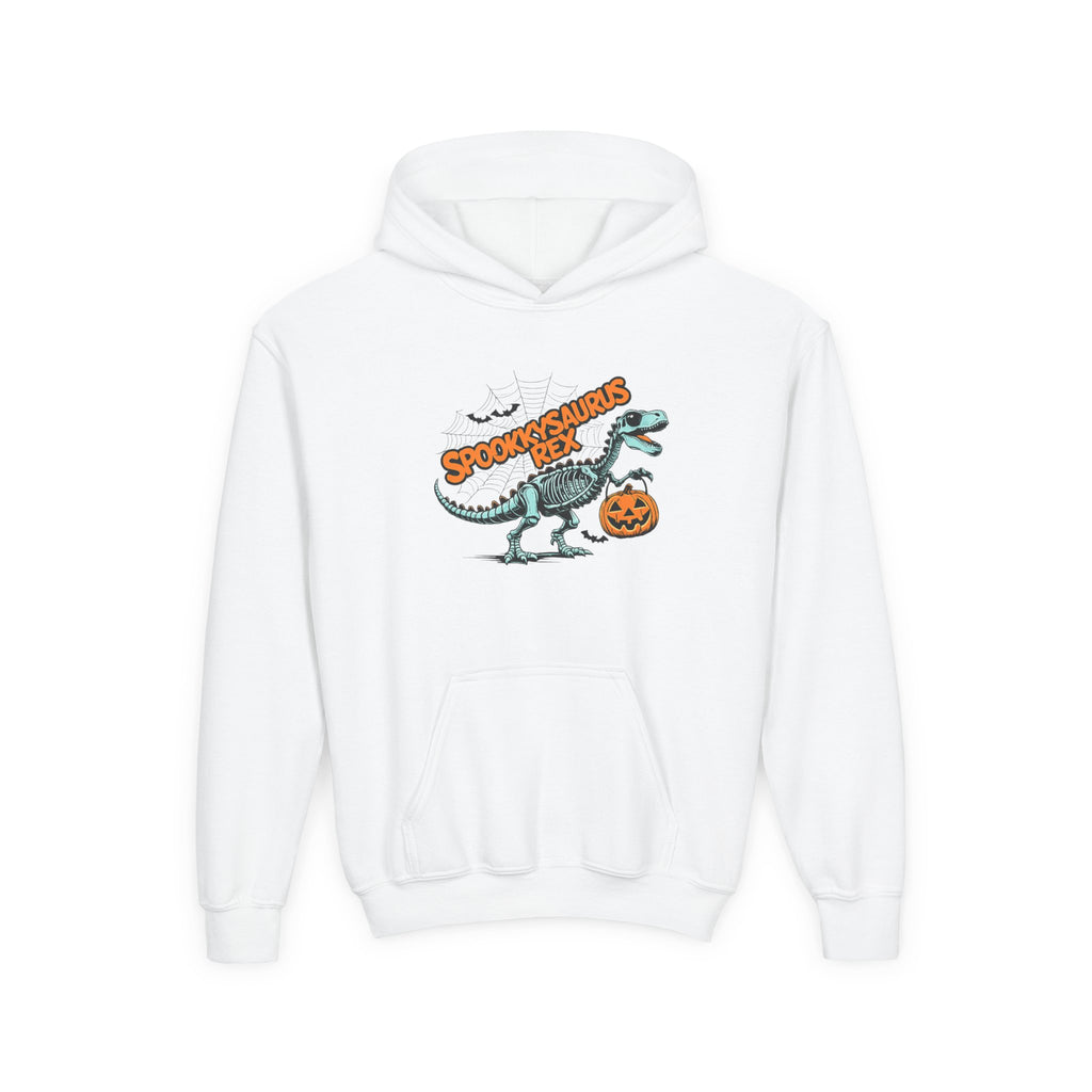 Youth Hoodie - "Spookasaurus Rex" Halloween Dino Pumpkin Sweatshirt