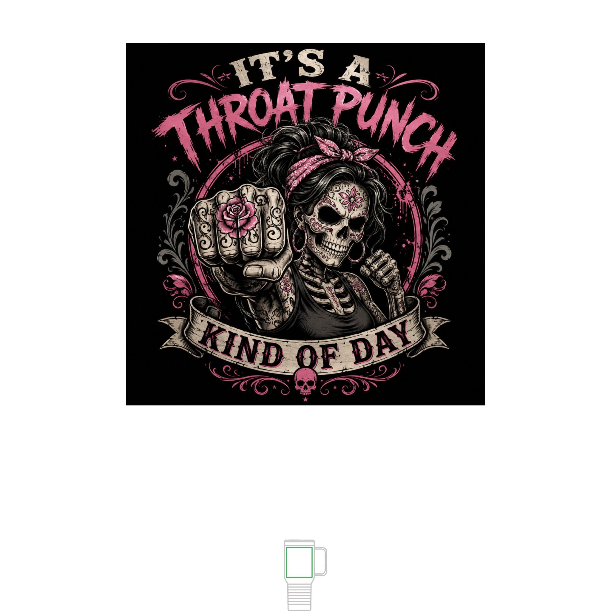 Travel Mug - "It's a Throat Punch Kind of Day" Skull Fist Graphic 20oz