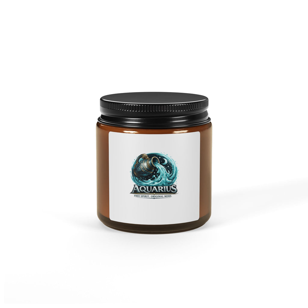 Aquarius Zodiac Soy Candle — Amber Jar Scented Candle