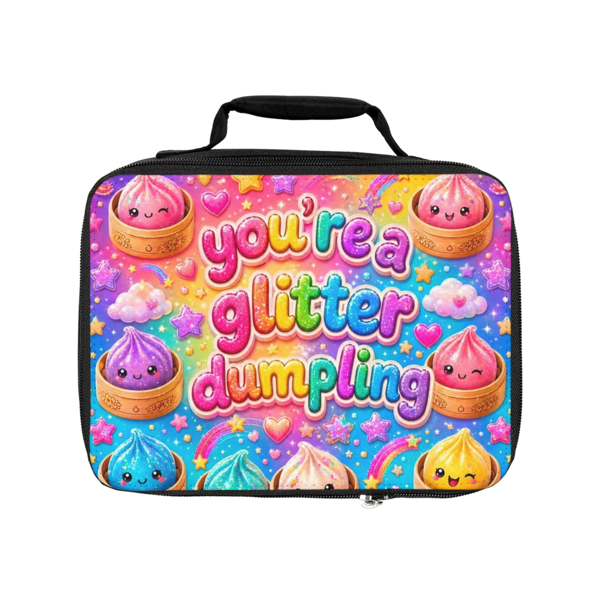 Cute 'You're a Glitter Dumpling' Lunch Bag – Kawaii Rainbow Bento Tote